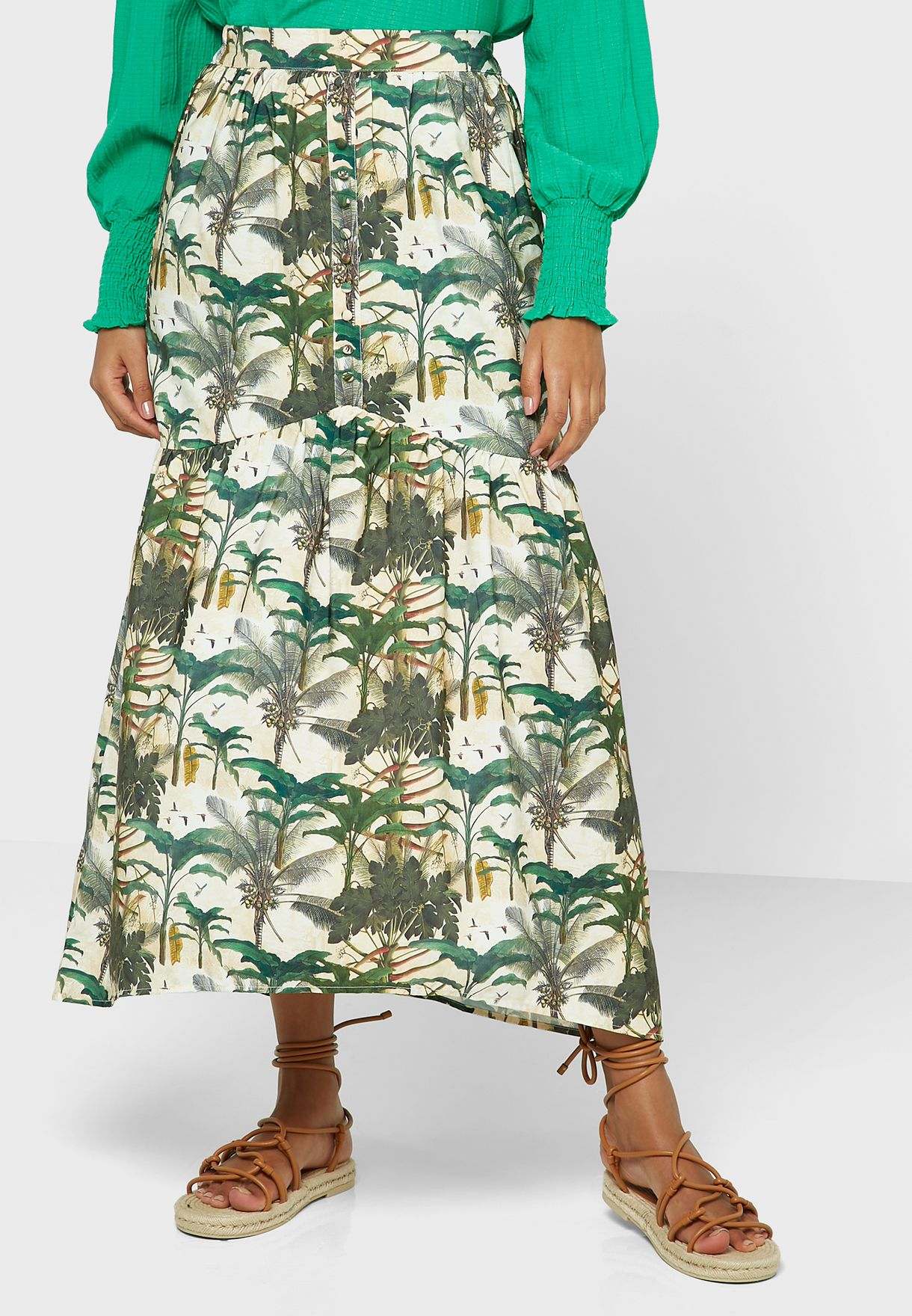 Buy Khizana Laki multicolor Yoke Detail Printed Skirt for Women in ...