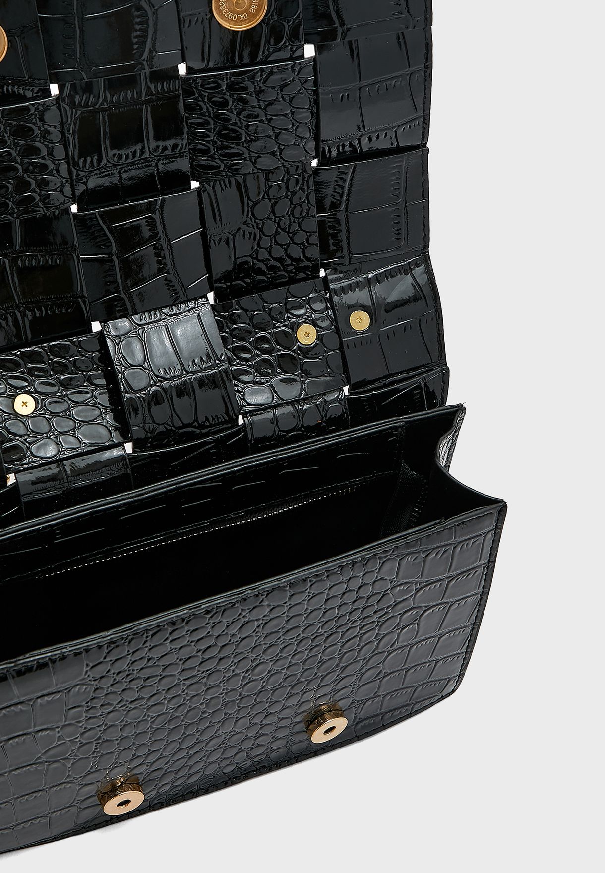 Croc Weave Handbag With Chain
