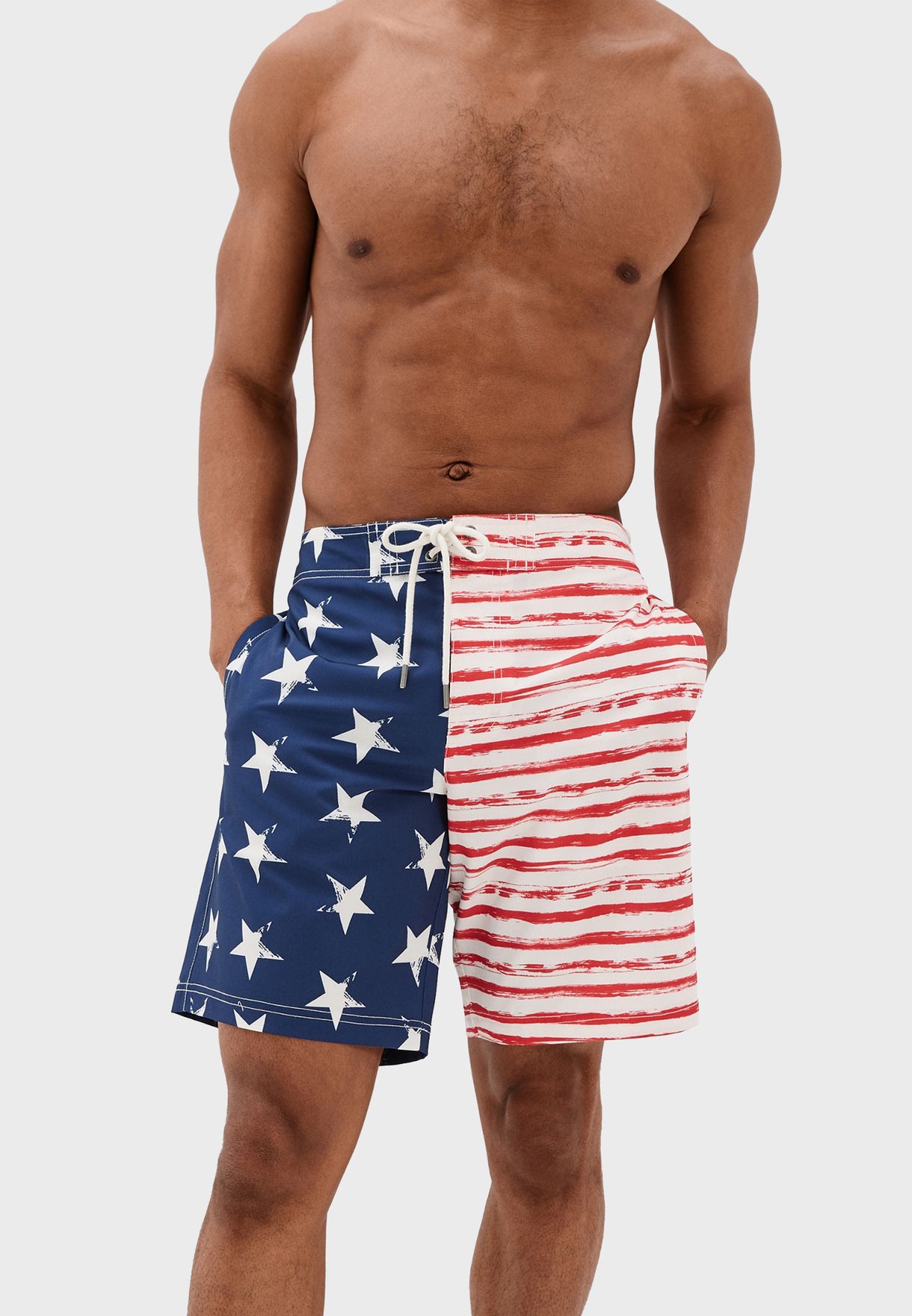 Flag Print Swim Shorts