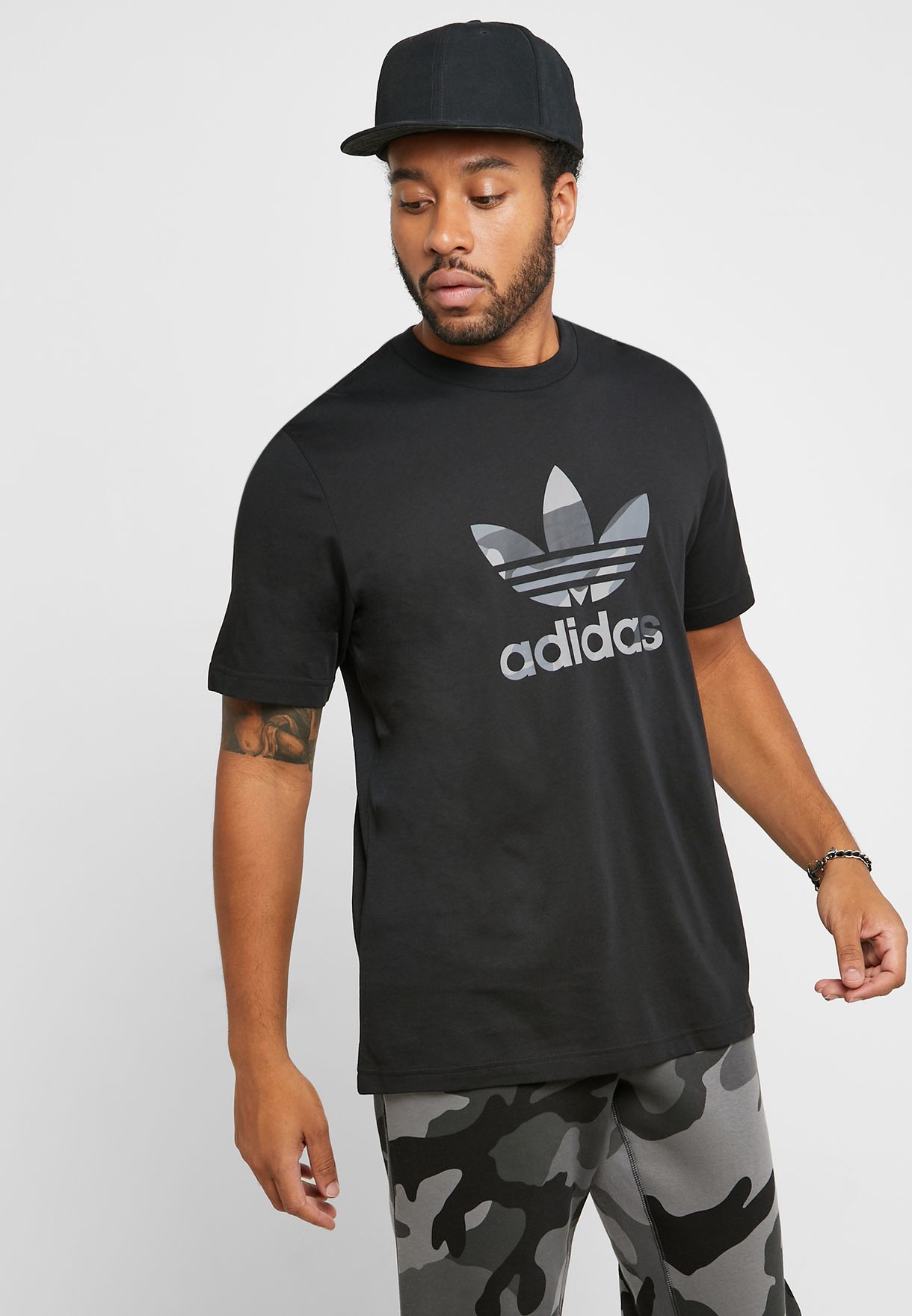 Buy adidas Originals black Trefoil Camo Infill T-Shirt for Men in MENA ...
