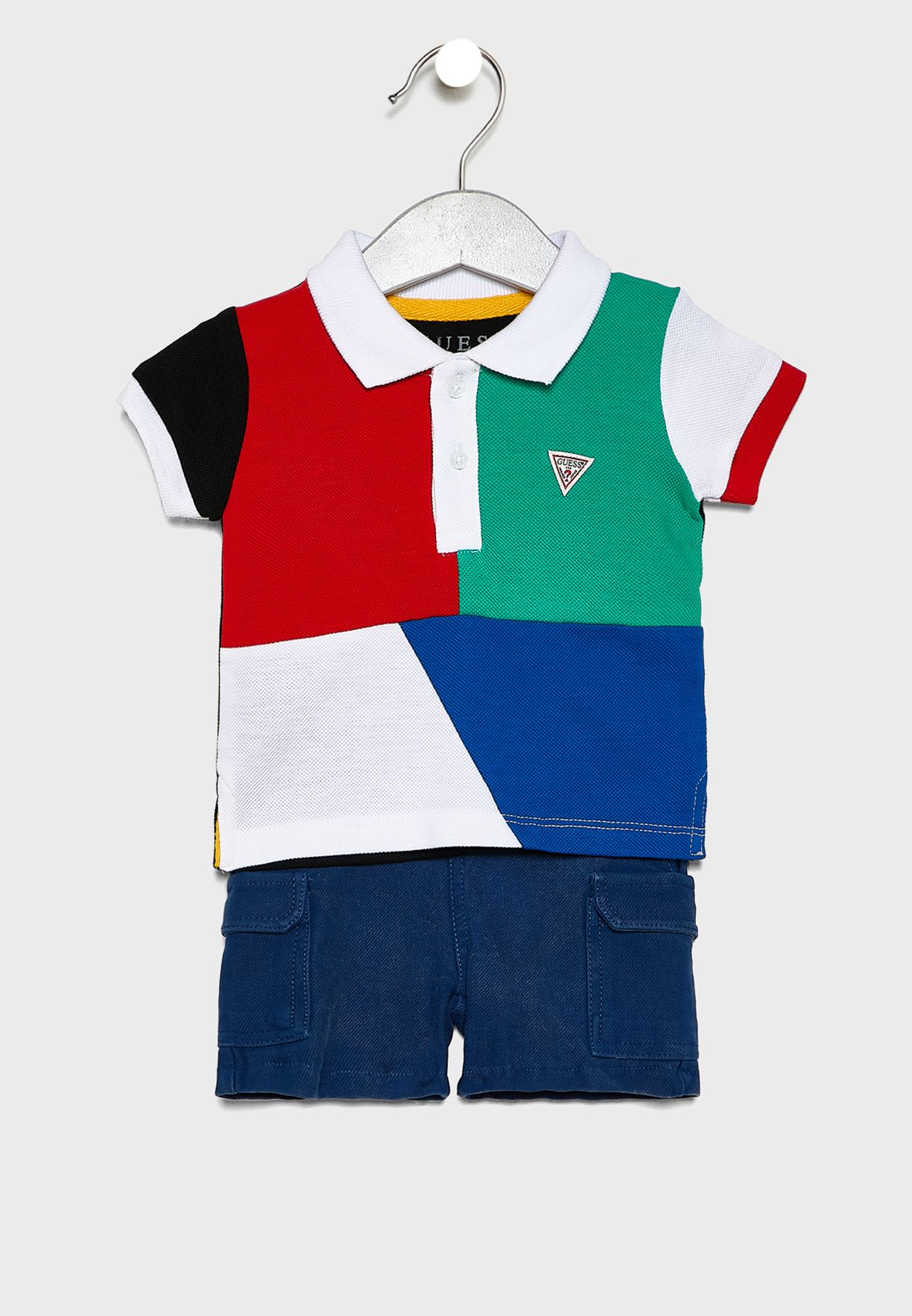 guess color block shorts