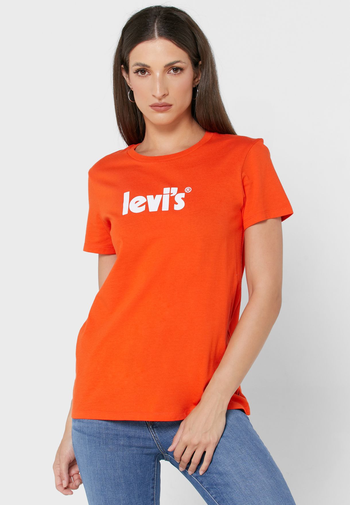 Buy Levis orange Crew Neck Logo T-Shirt for Women in Muscat, Salalah
