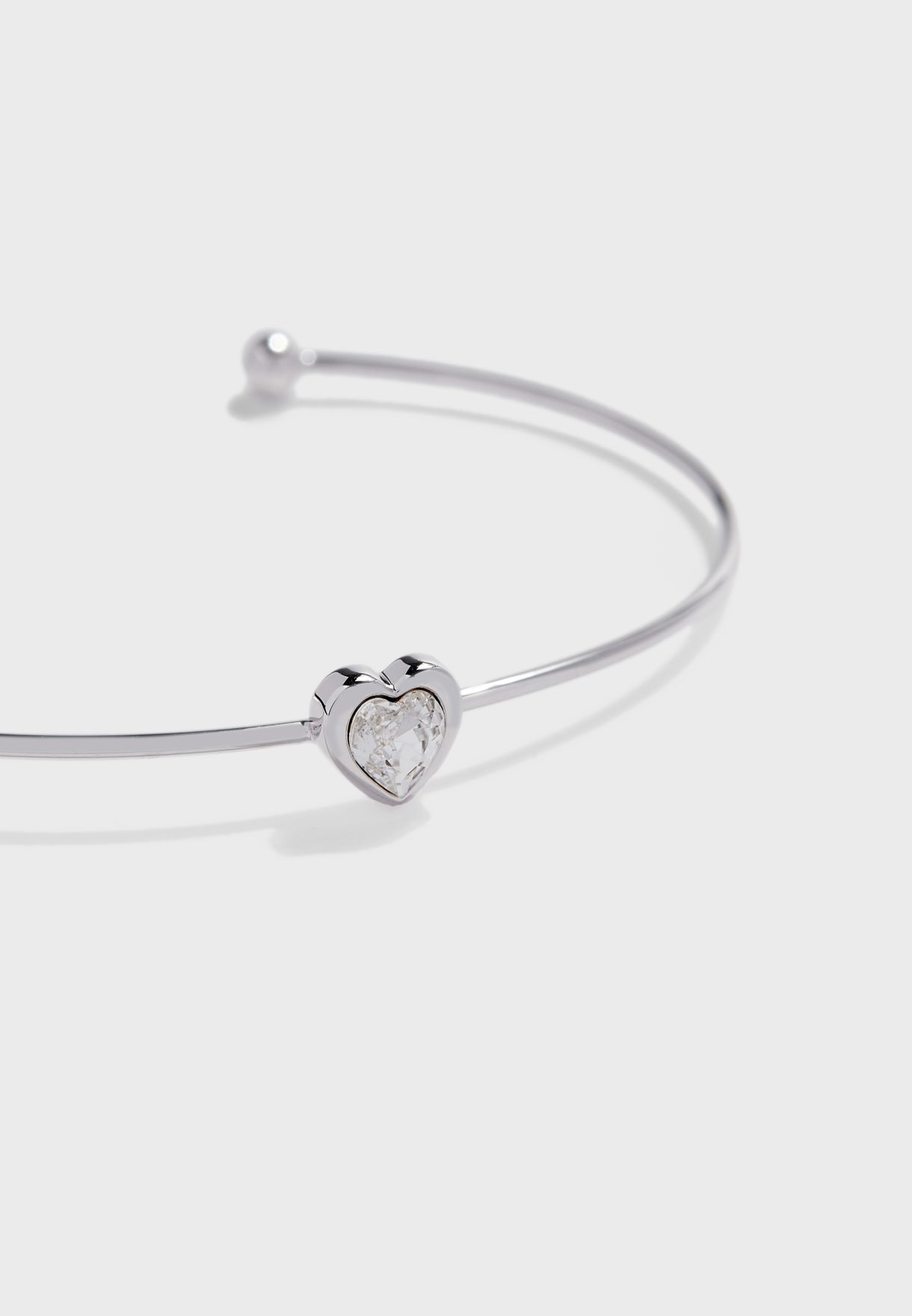 Hasina Crystal Heart Ultra Fine Cuff Bracelet