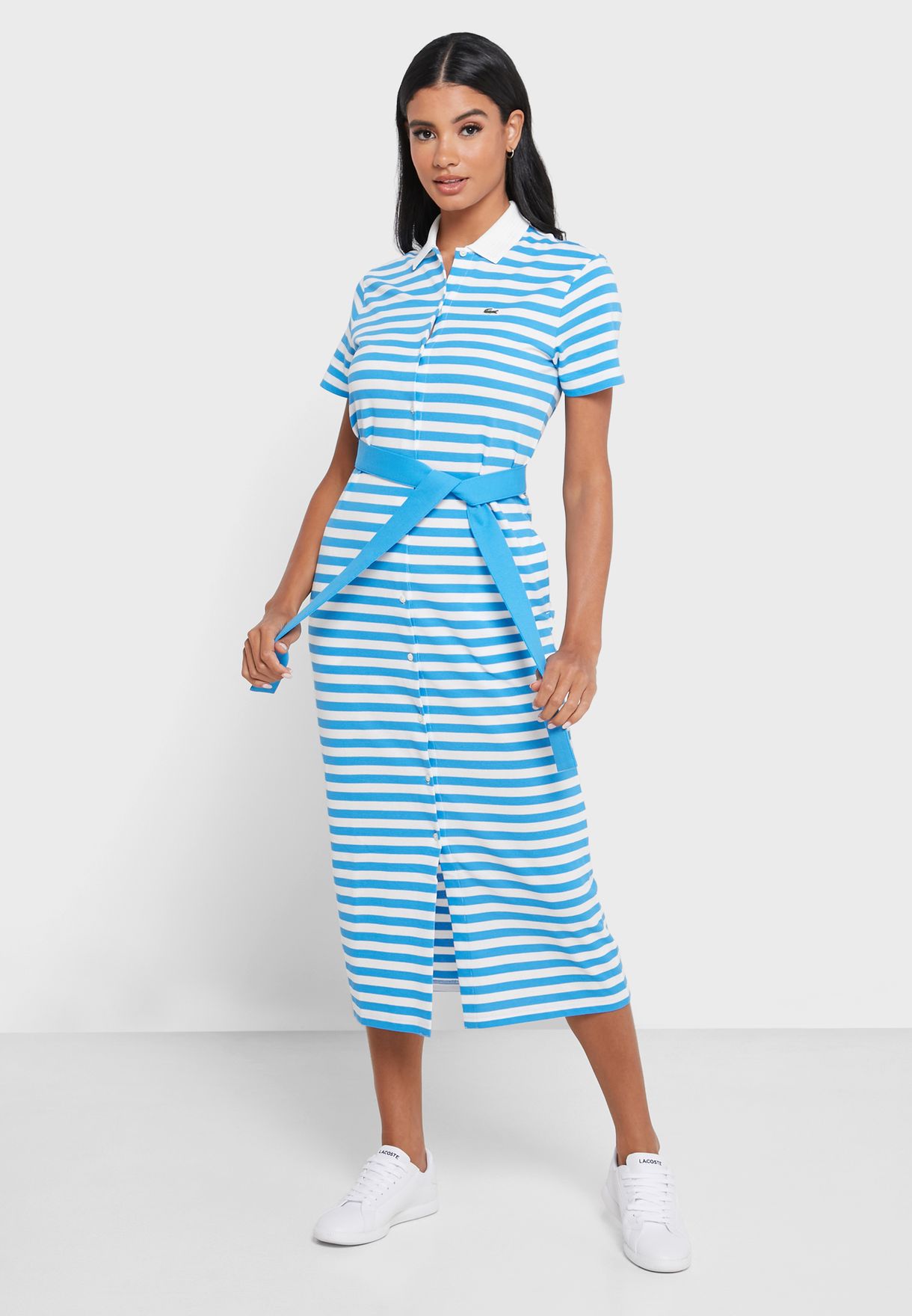 blue striped lacoste dress