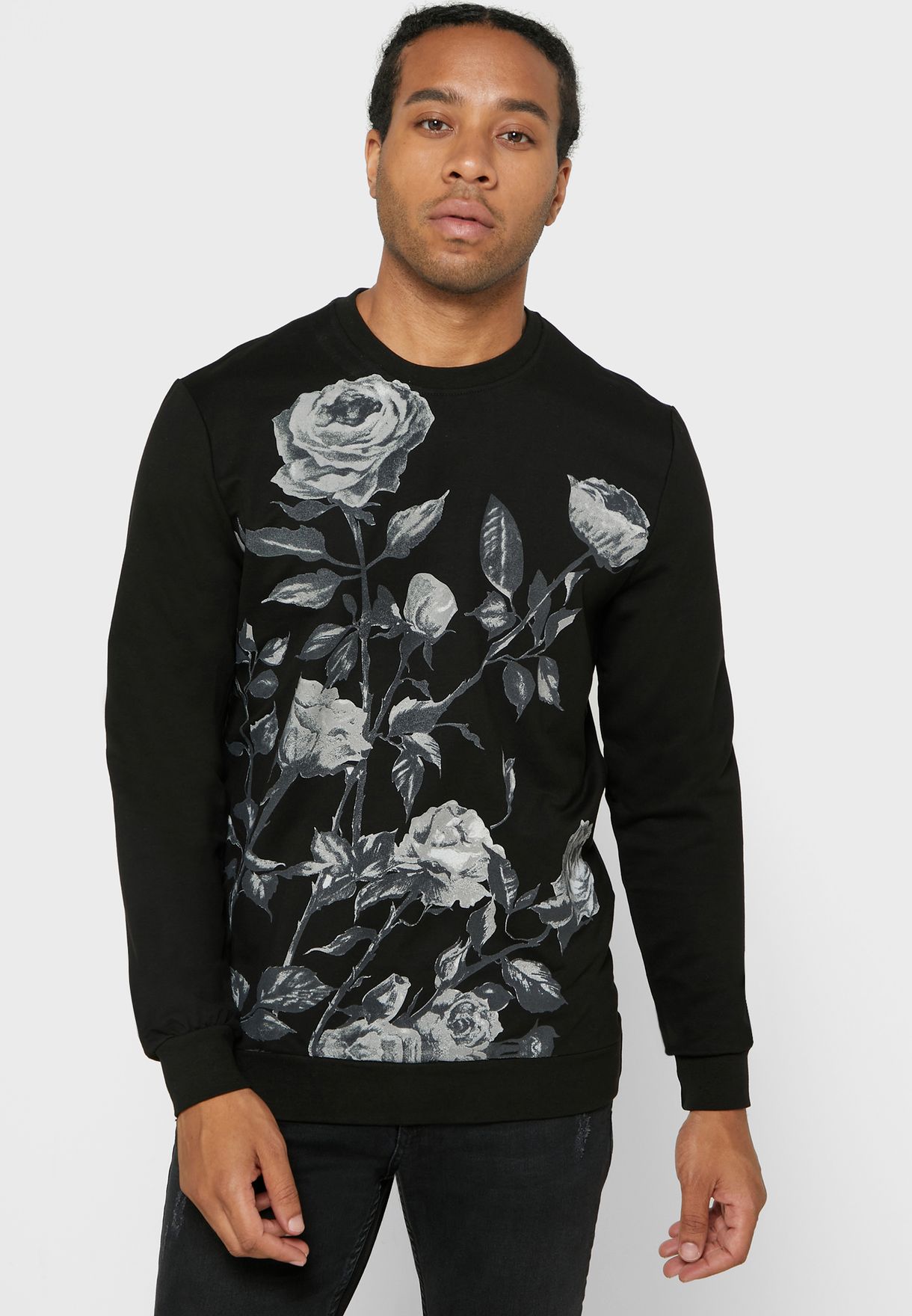 rose print sweatshirt