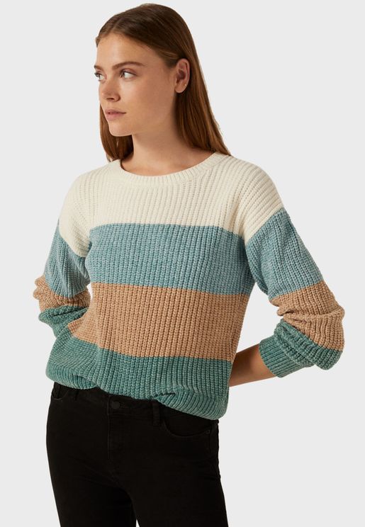 Colorblock Crew Neck Sweater