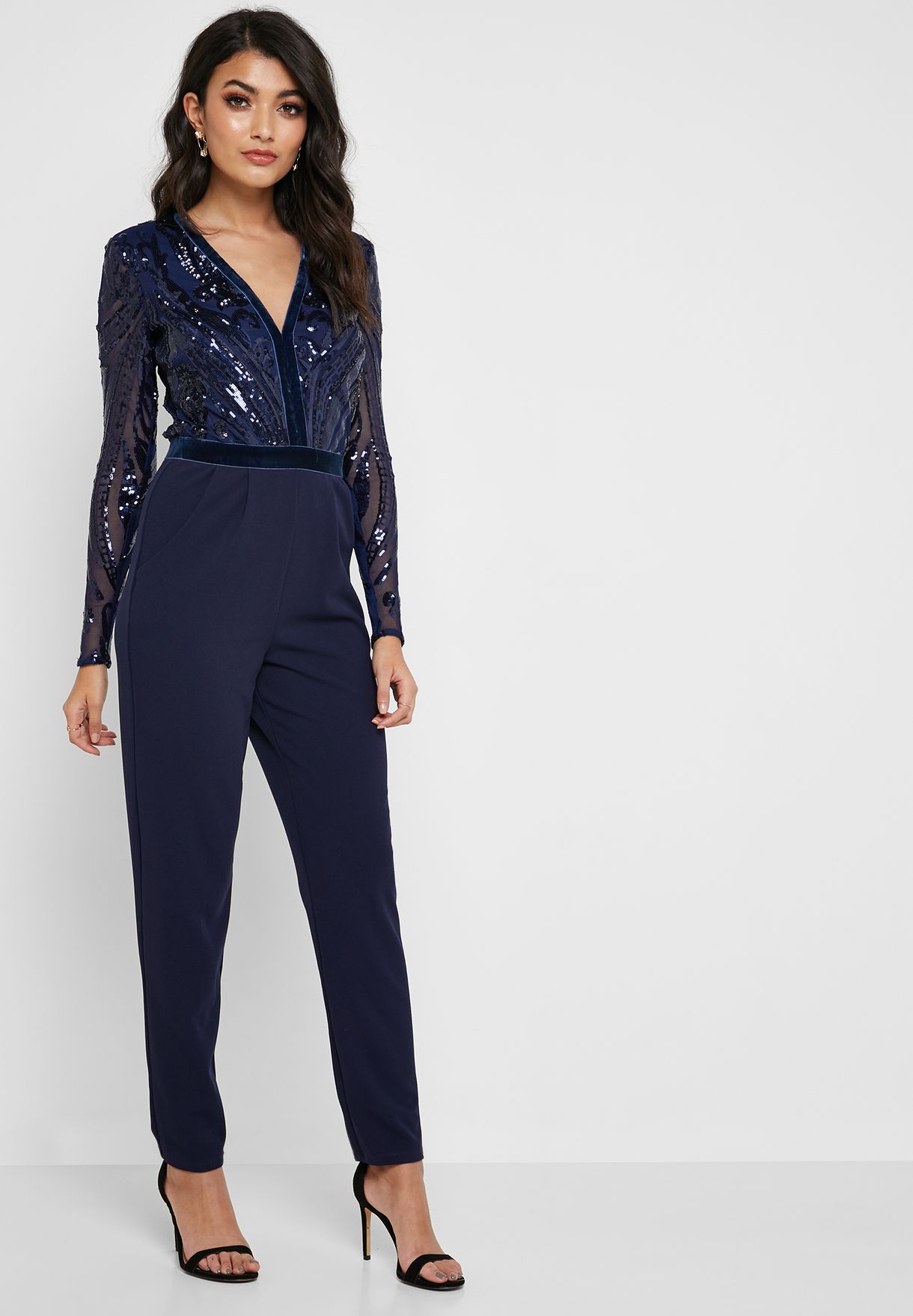 quiz navy lace jumpsuit