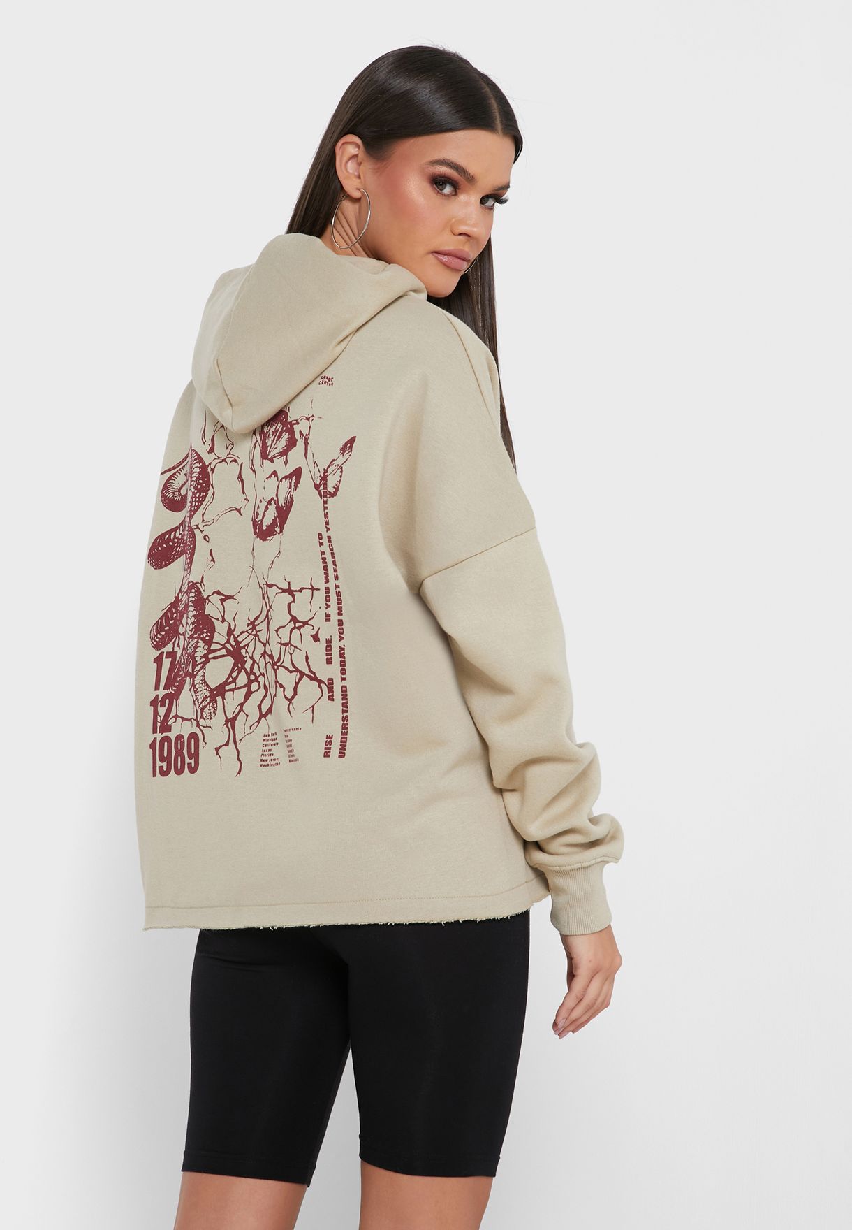 graphic beige hoodie