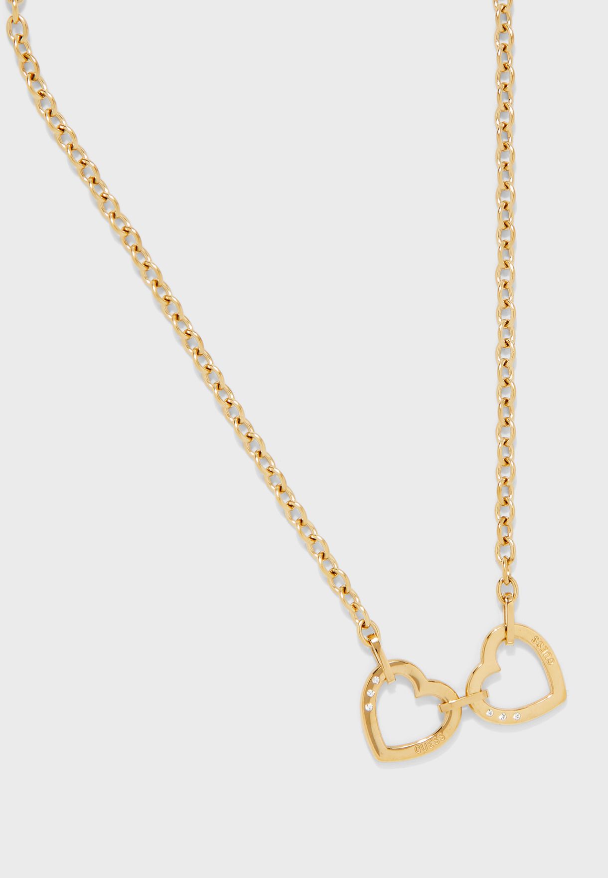 guess double heart necklace