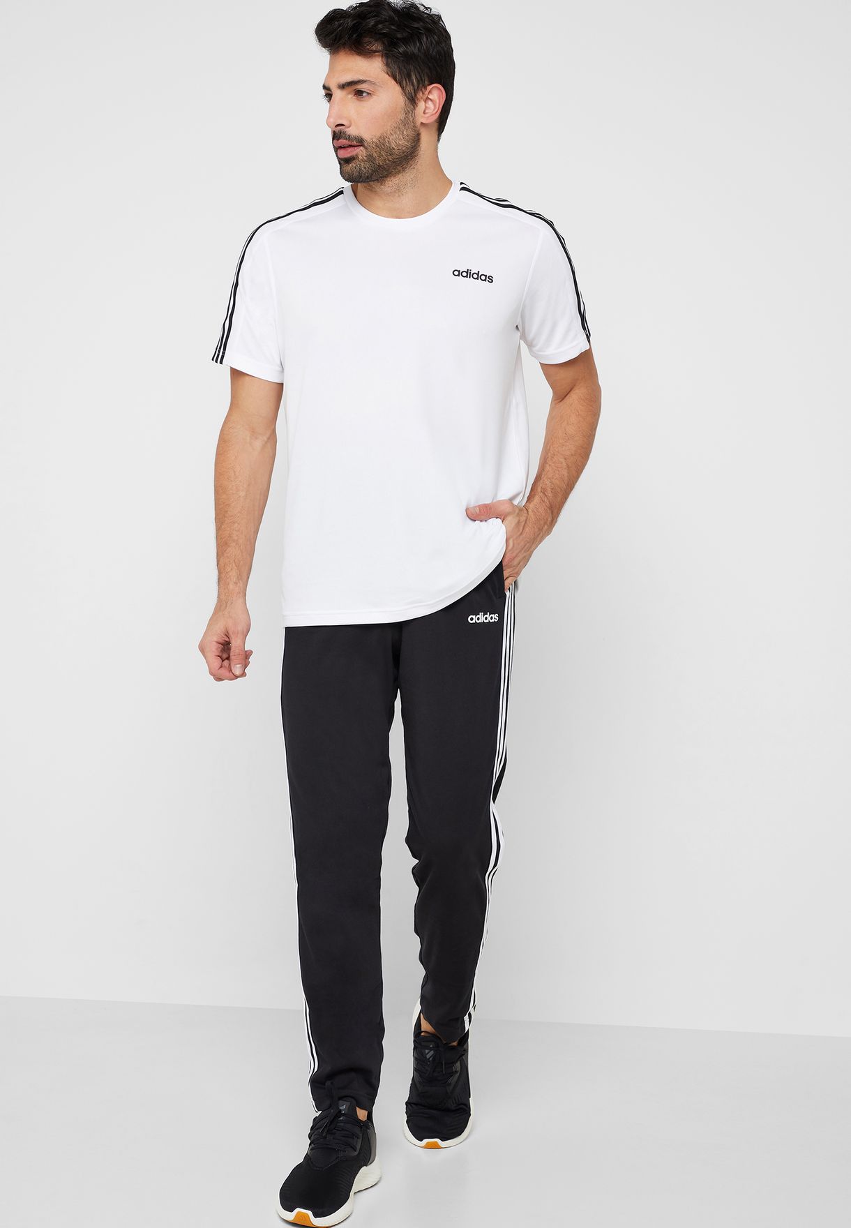 Buy adidas black 3 Stripes Essentials Sports Men's Jogger Pants for ...