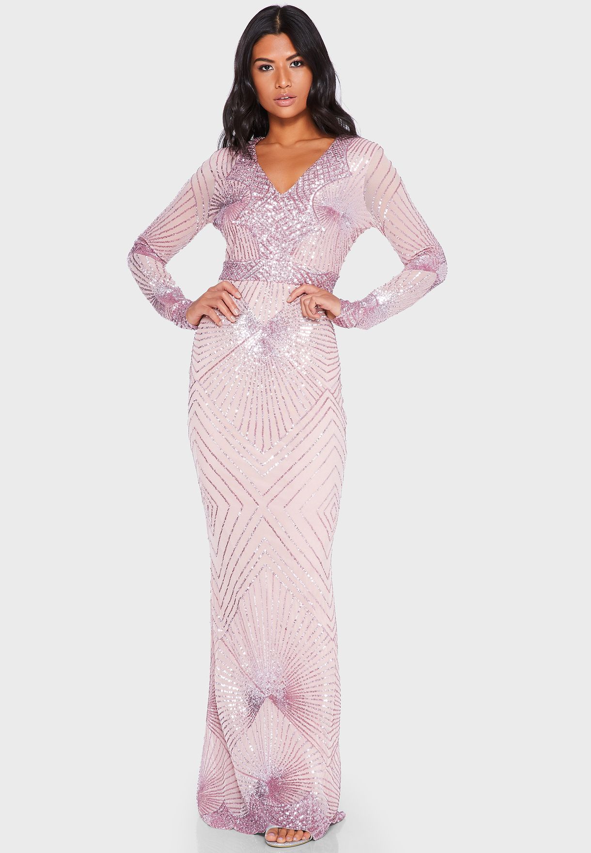 Buy Quiz pink Sequin Fishtail Maxi Dress for Women in MENA, Worldwide