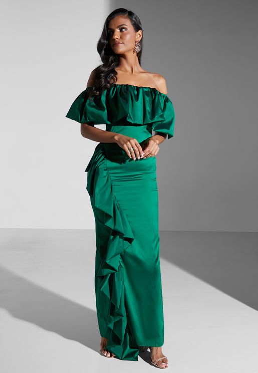 Off-shoulder Gown With Ruffles