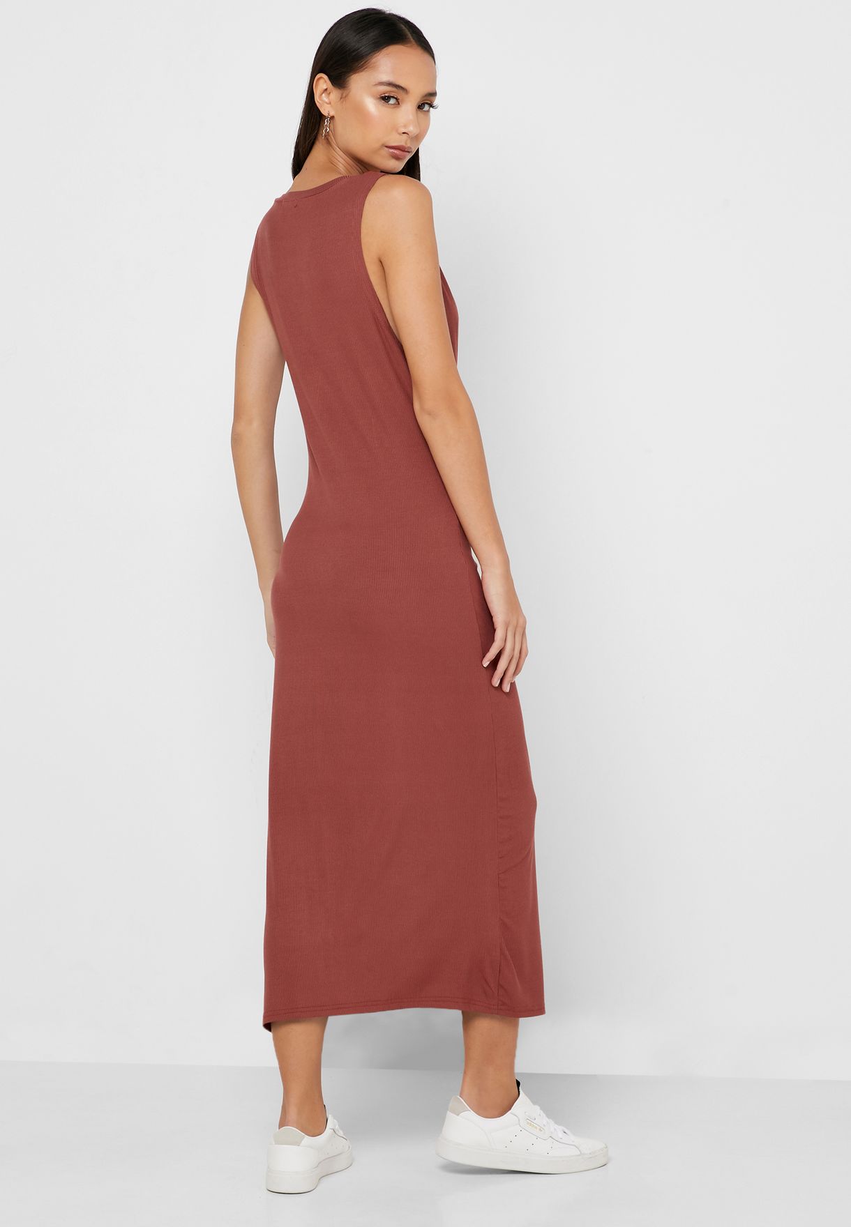 ribbed mock button front dress