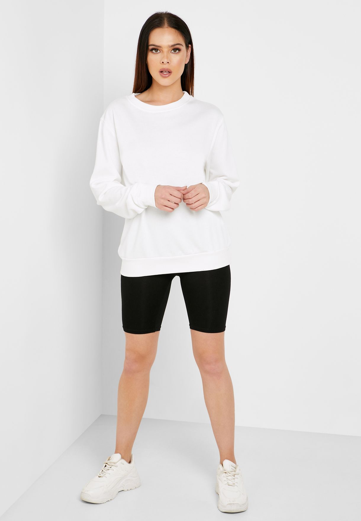 Buy Ginger Basics white Essential Crew Neck Sweatshirt for Women in