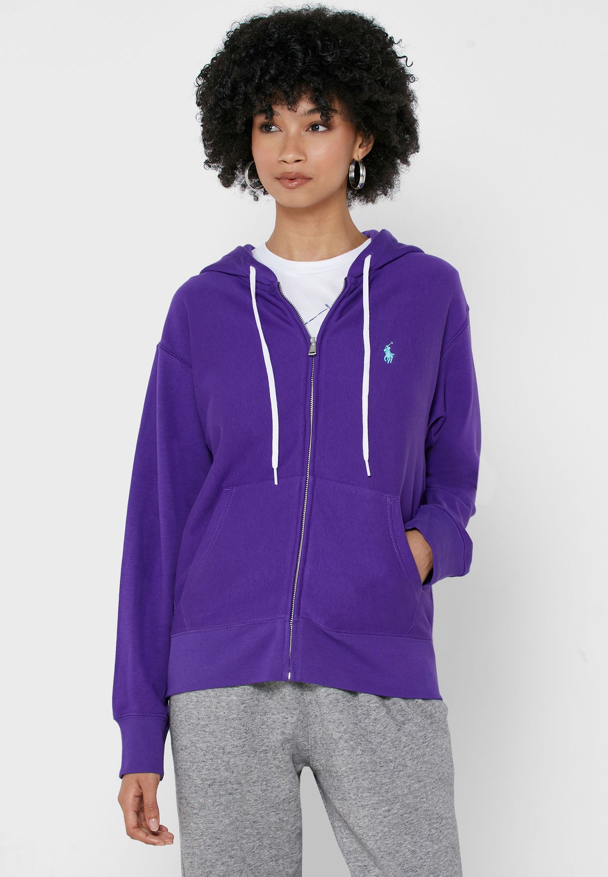 Buy Polo Ralph Lauren purple Zip Through Hoodie for Women in Riyadh, Jeddah