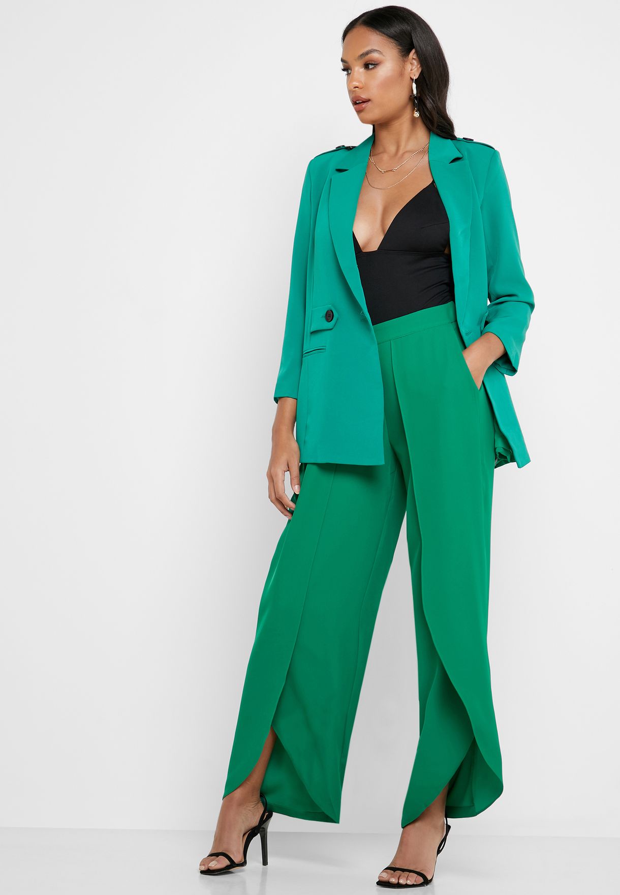 Buy Yas green Wide Leg Overlap Pants for Women in MENA, Worldwide