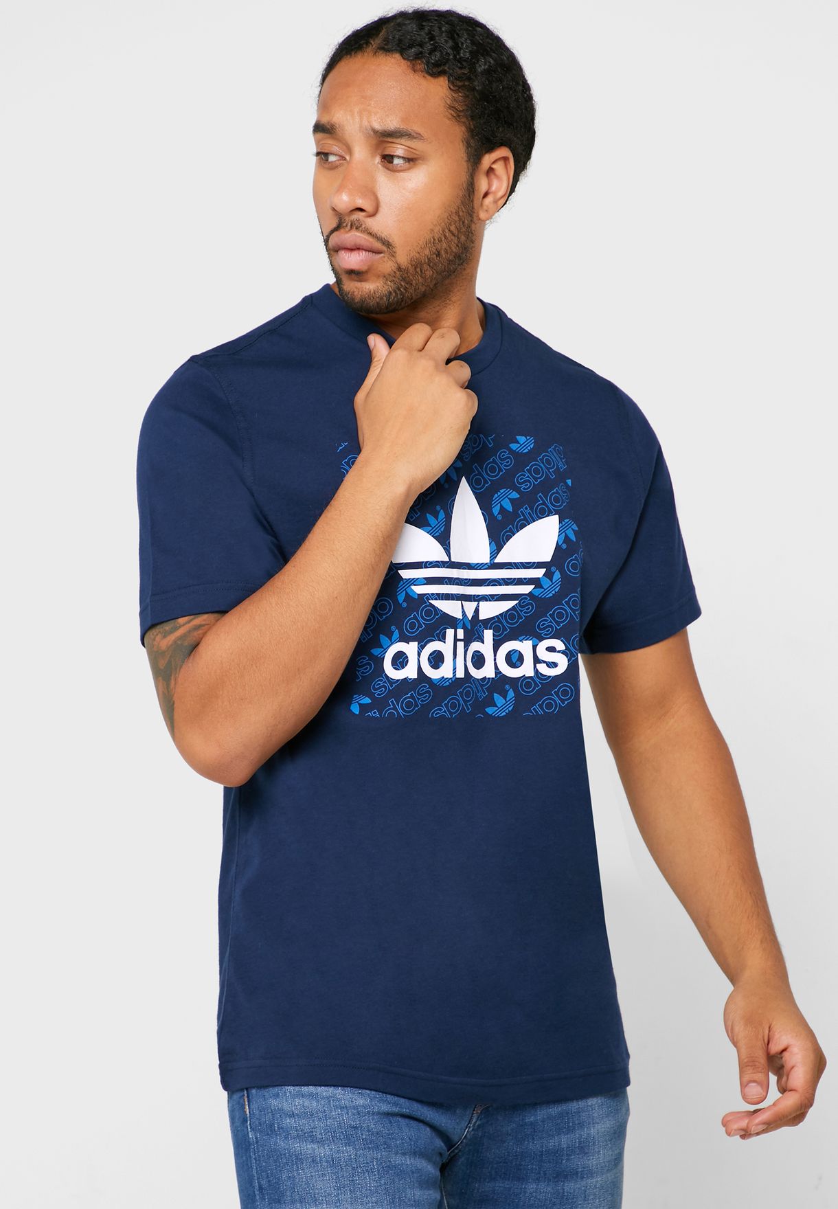 Buy adidas Originals navy Monogram Square T-Shirt for Men in Riyadh, Jeddah