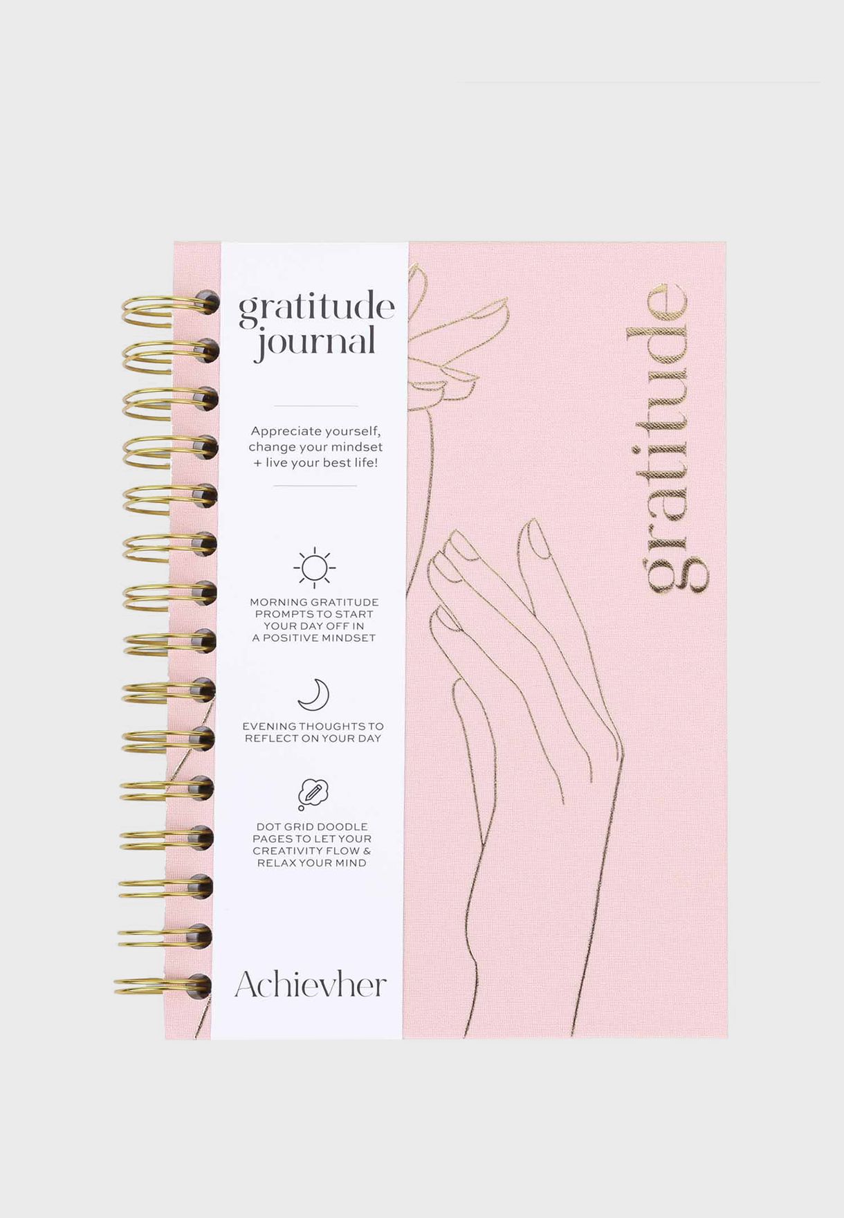 Achievher Pink Linen A5 Gratitude Journal