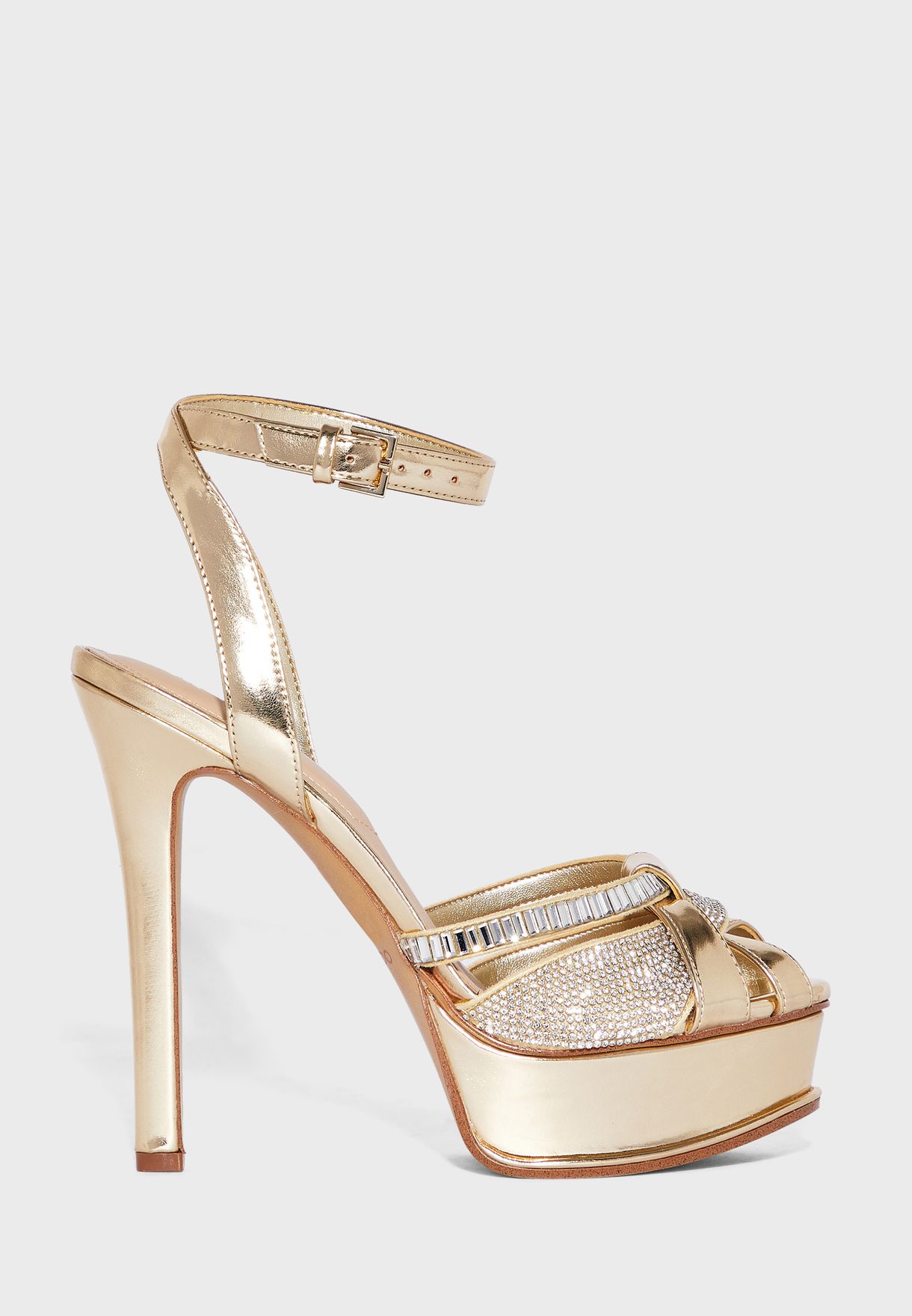 Buy Aldo gold Lacla Shine Casual Sandals for Women in Dubai, Abu Dhabi