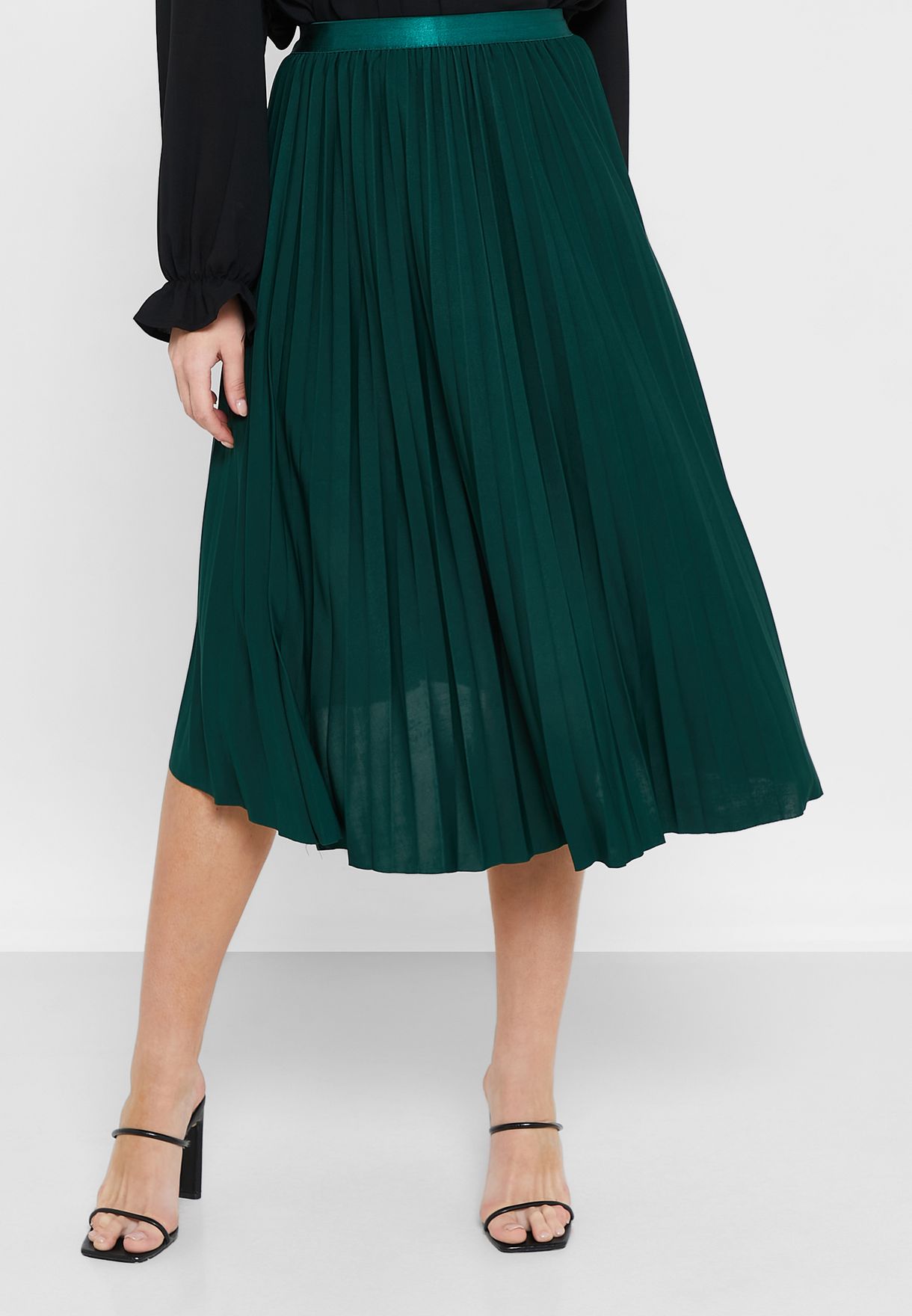 High Low Pleated Skirt
