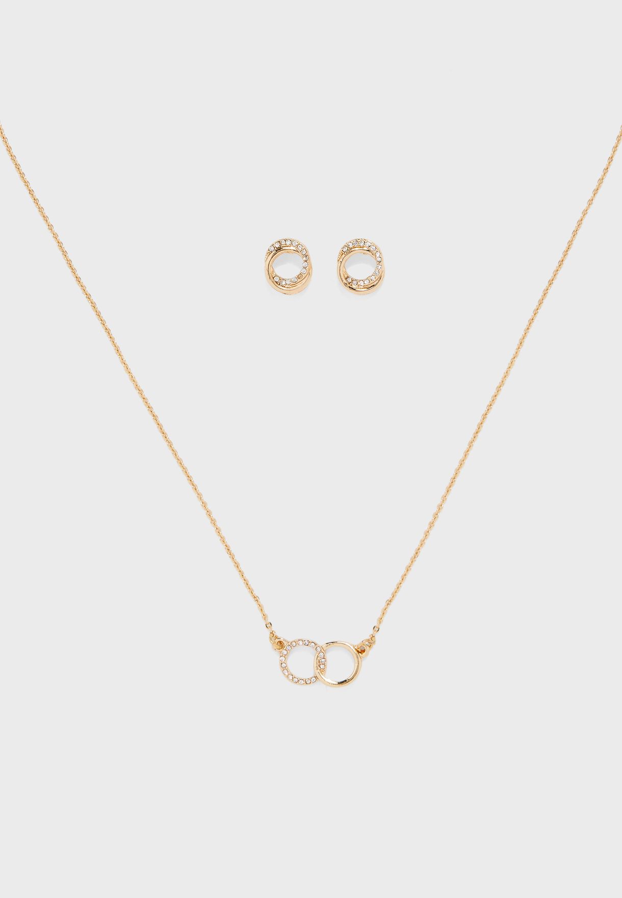 Diamante Detail Necklace & Earrings Set