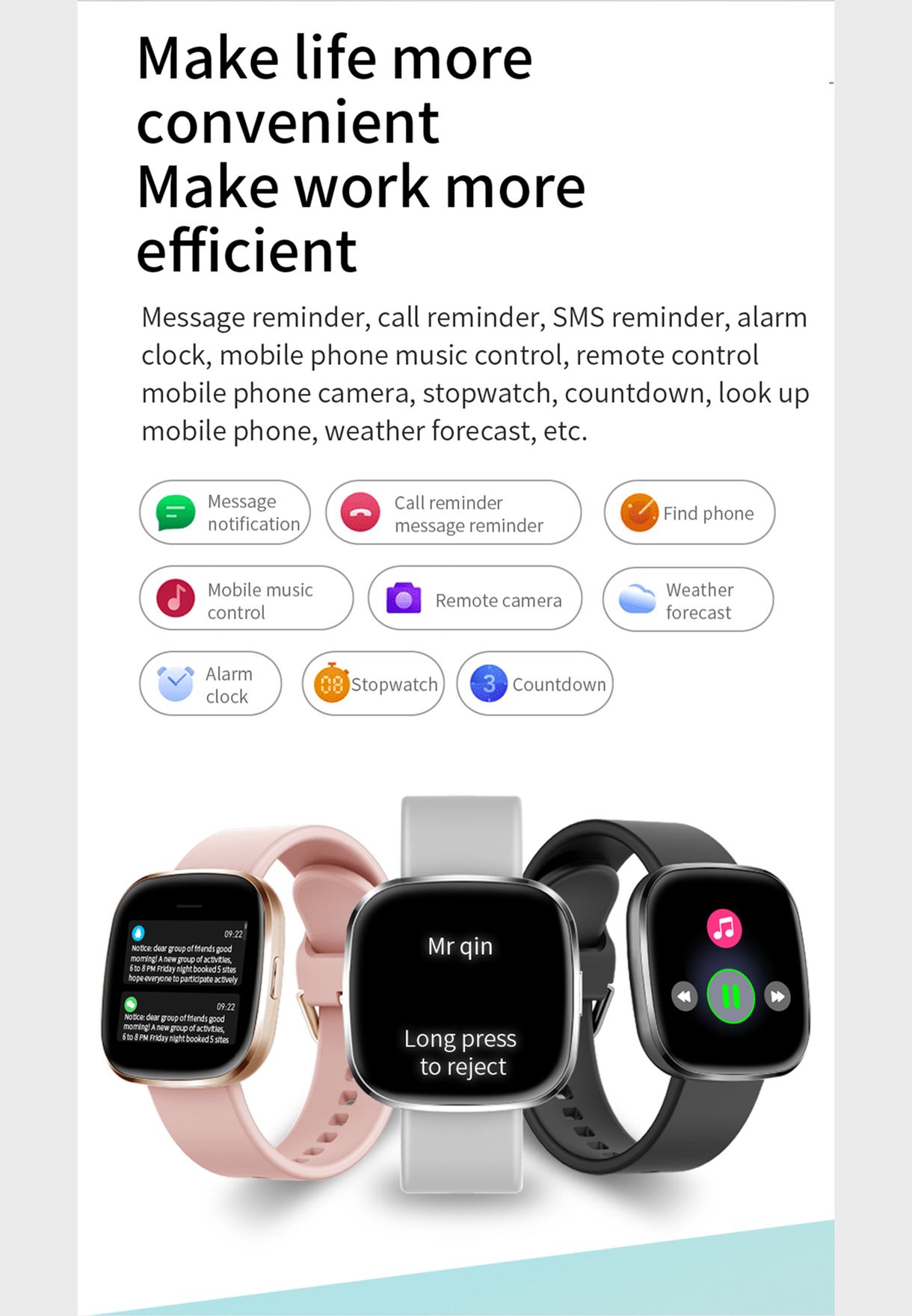 Smart Watch With Multiple Health And Fitness Features