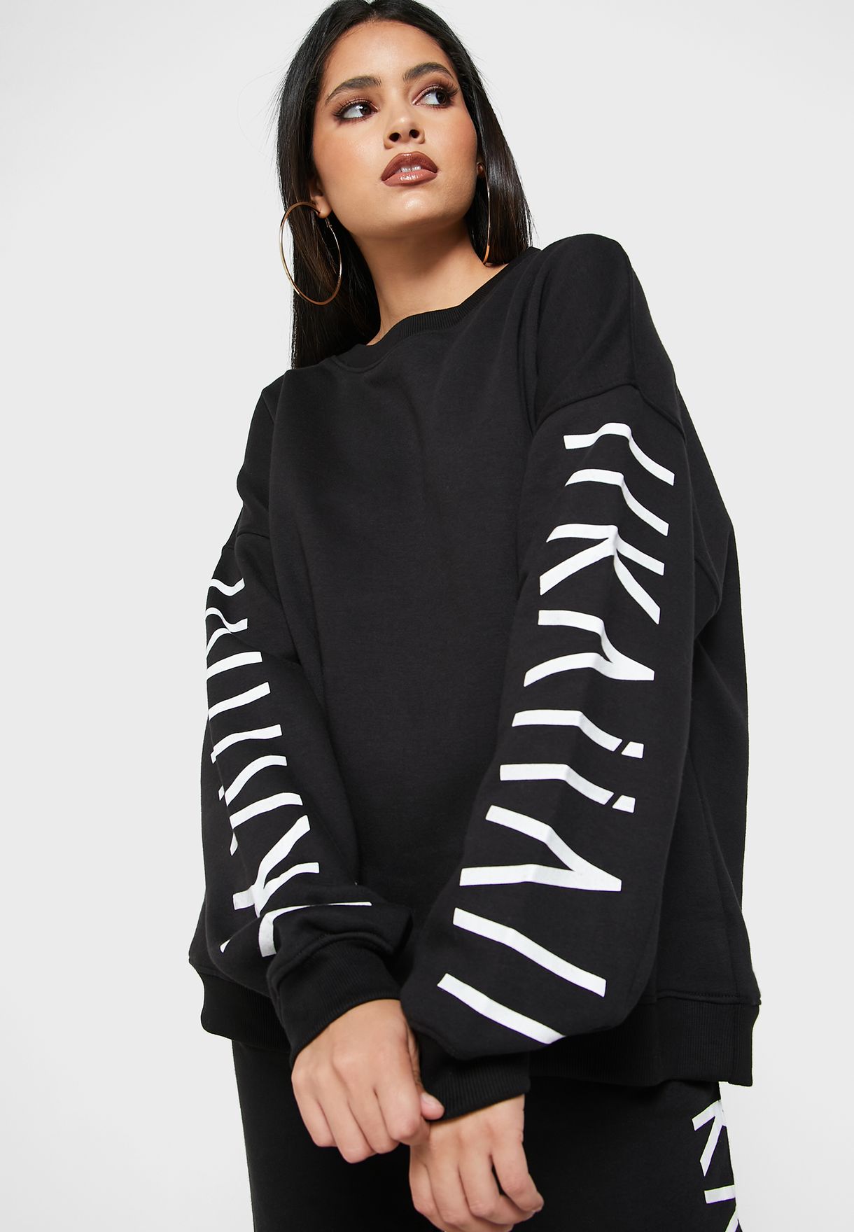 Buy kaiia black Oversized Printed Sweatshirt for Women in Dubai, Abu Dhabi
