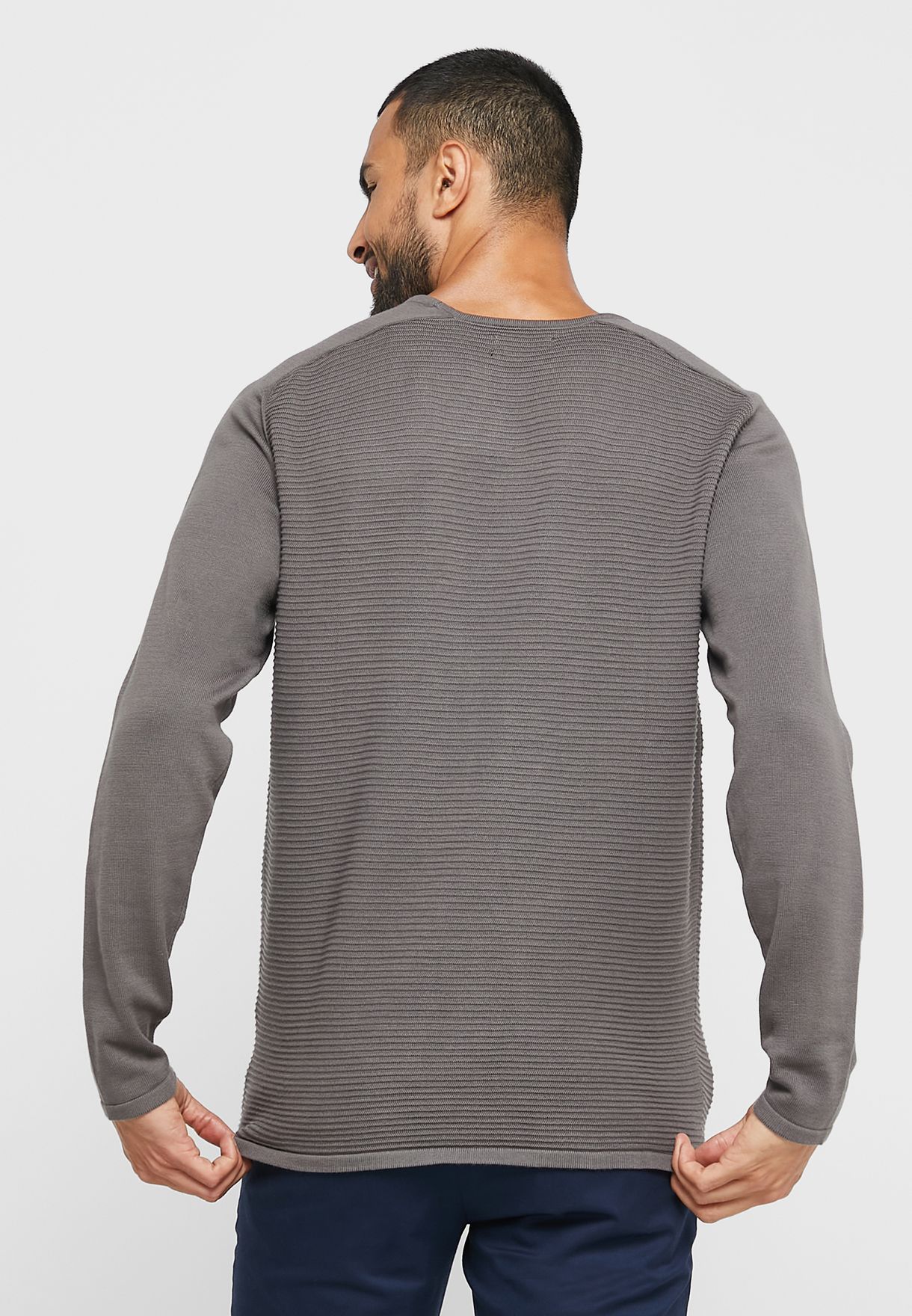 Rib Cotton Crew Neck Sweater
