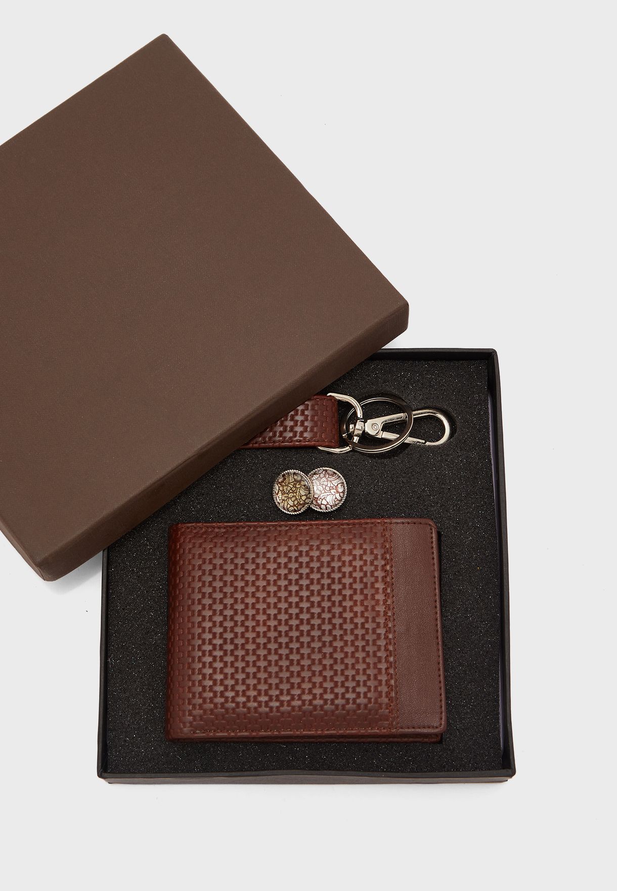 Wallet, Key Chain And Cuff Link Gifting Set