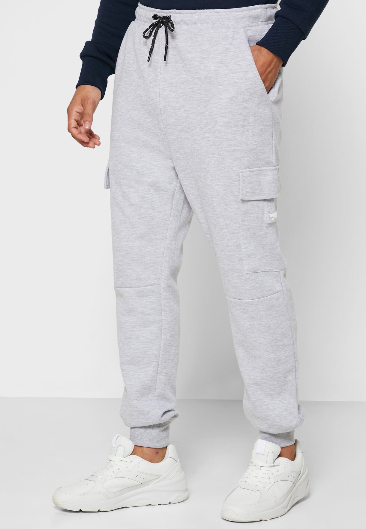 grey cuffed cargo trousers