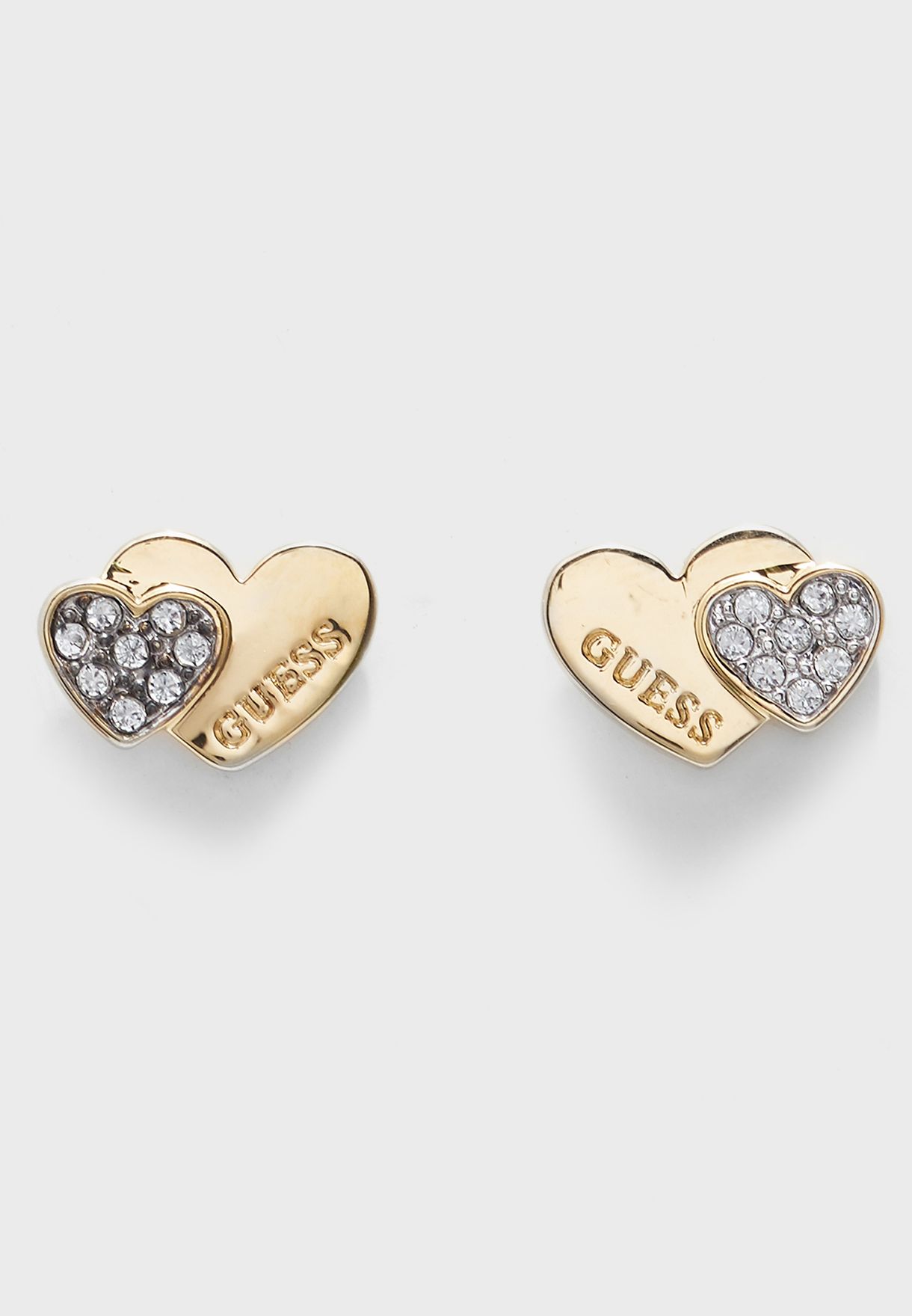 Buy Guess gold Double Heart Studs for 