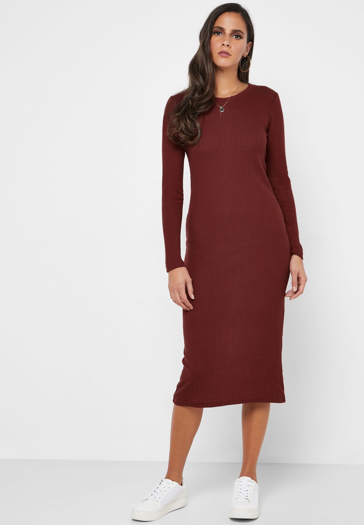 crew neck bodycon dress