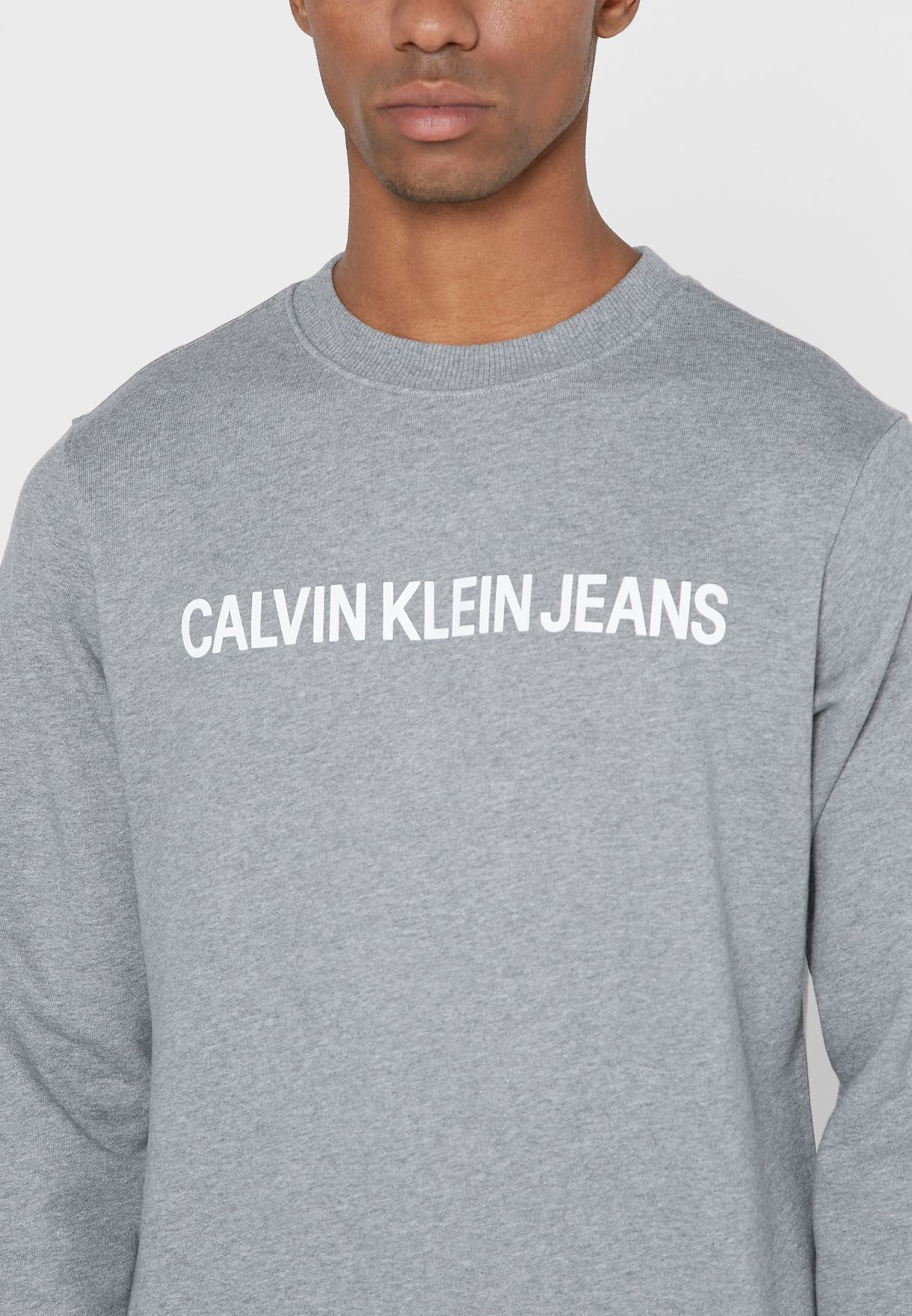 Buy Calvin Klein grey Logo Sweatshirt for Men in Manama, Riffa