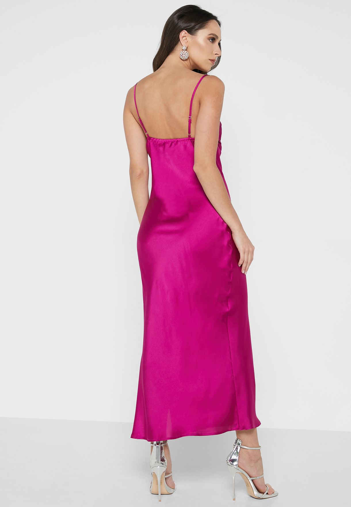 Cowl Neck Ruffle Hem Dress
