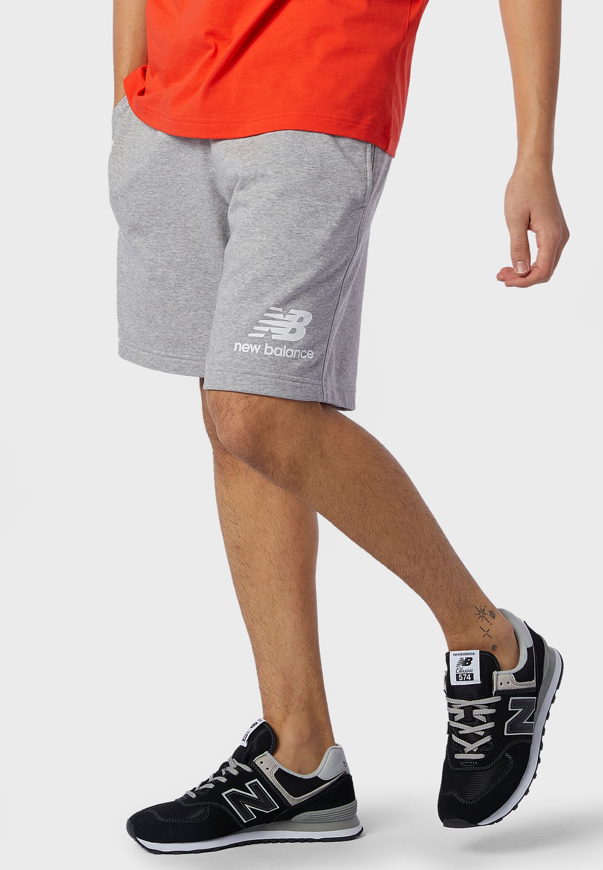 new balance essentials stacked logo shorts