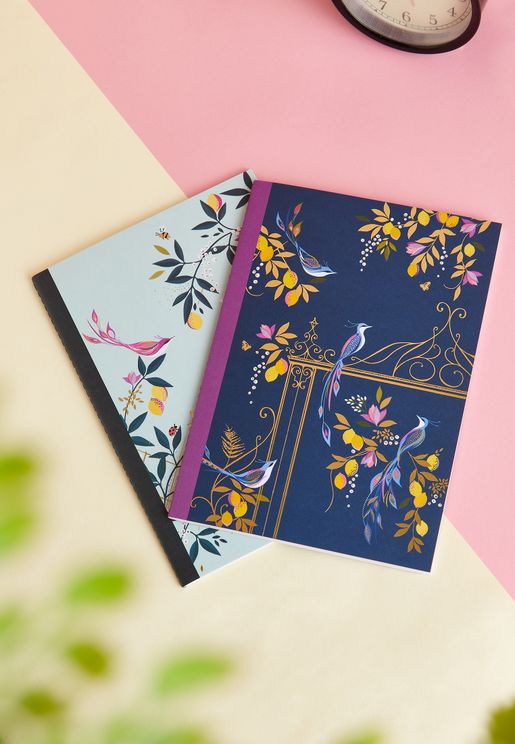 Set Of 2 A5 Stitched Spine Notebooks