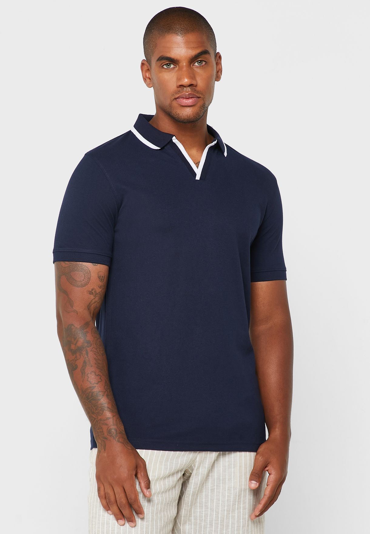 Buy Robert Wood navy Notch Collar Polo Shirt for Men in MENA, Worldwide