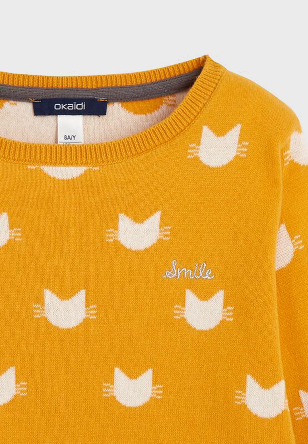 Youth Cat Print Knitted Sweater