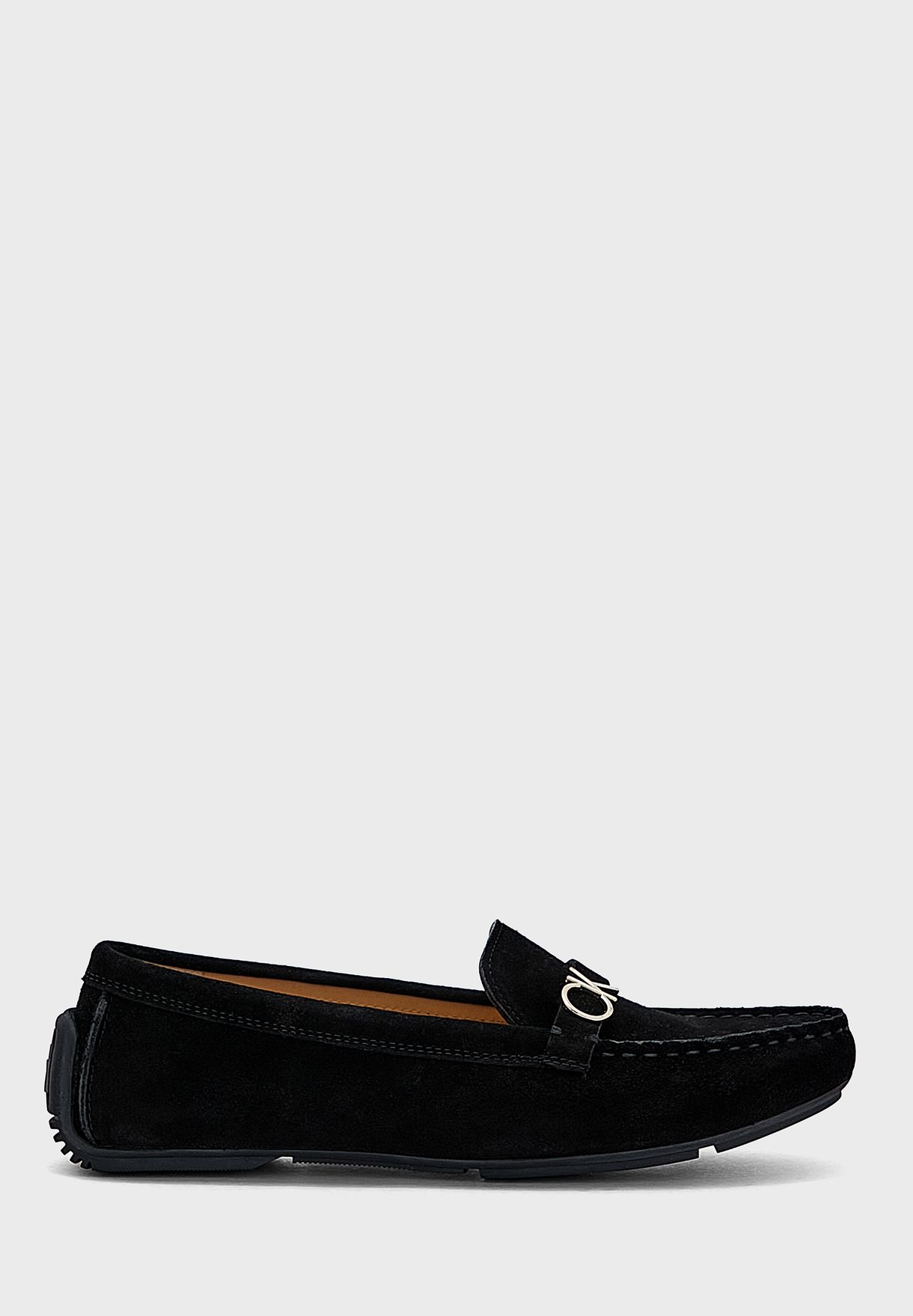 Buy Calvin Klein black Monogram Suede Loafers for Women in Manama, Riffa