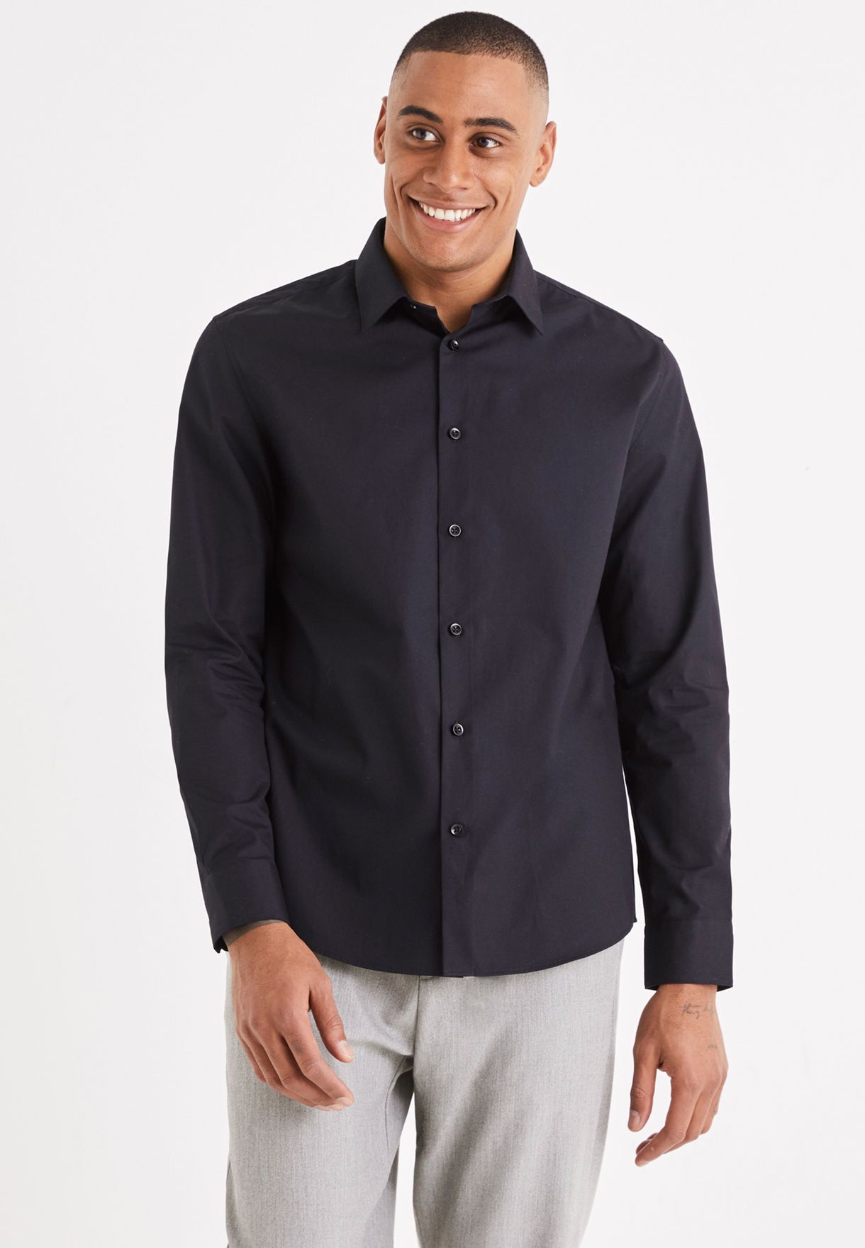 Buy Celio black Essential Slim Fit Shirt for Men in MENA, Worldwide
