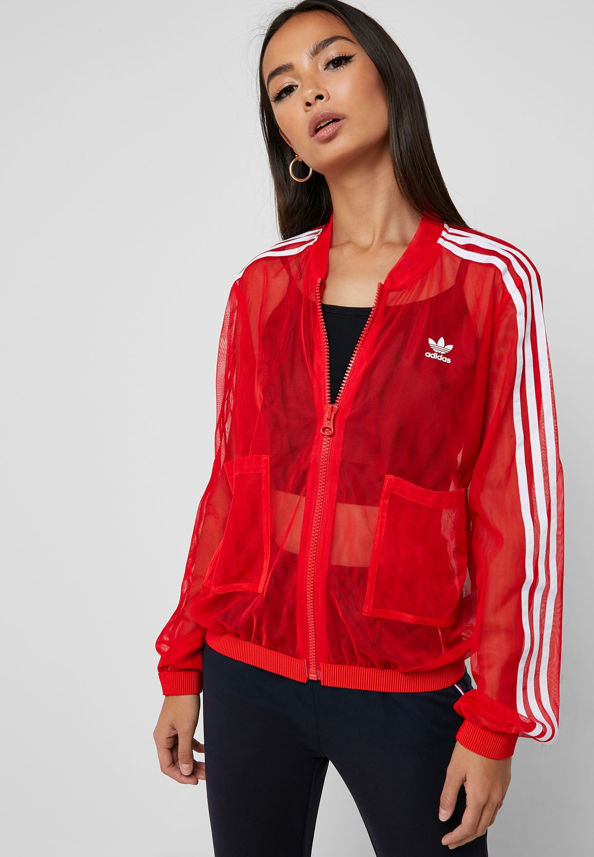 adidas Originals red Sleek Track Jacket 