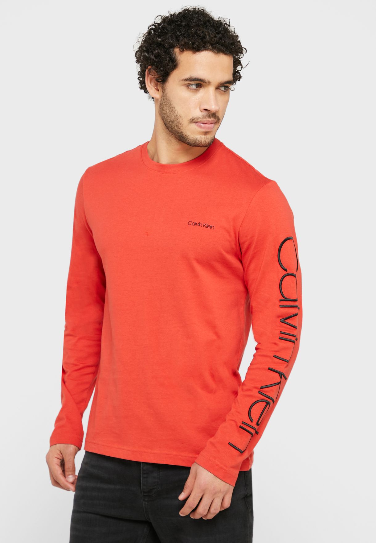 red calvin klein long sleeve