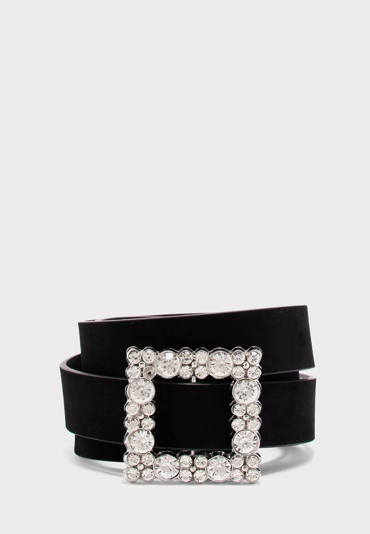 black belt diamante buckle