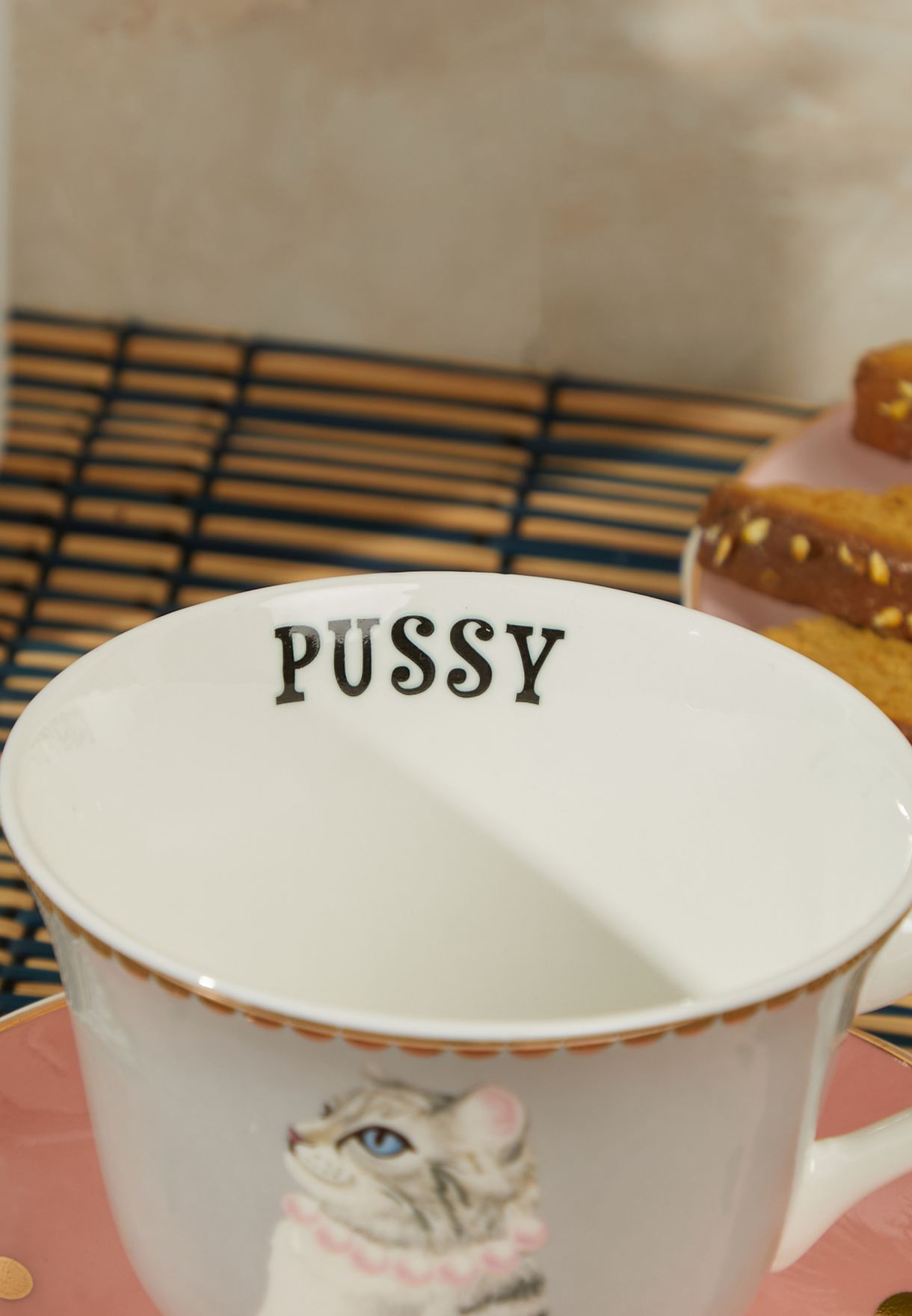 Pussy Cat Design Teacup & Saucer