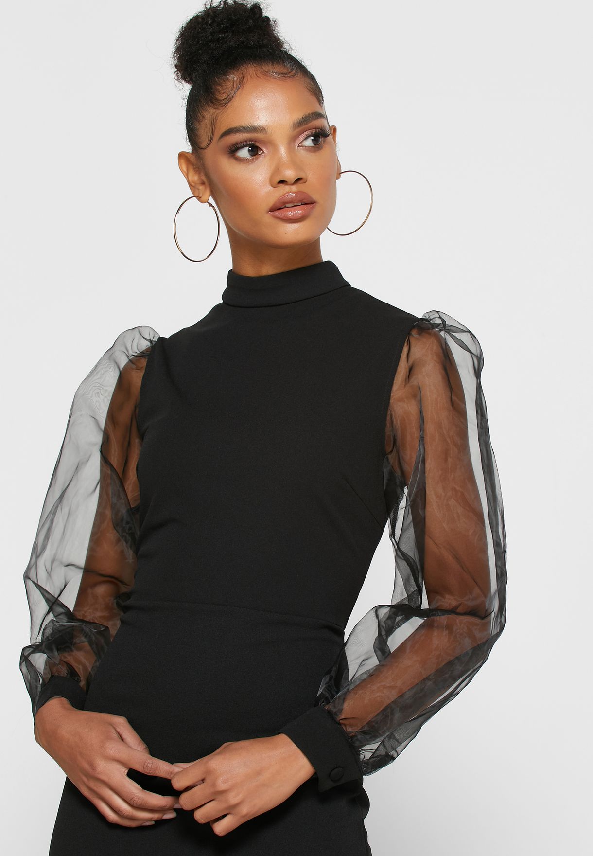 Puff Sleeve Midi Dress