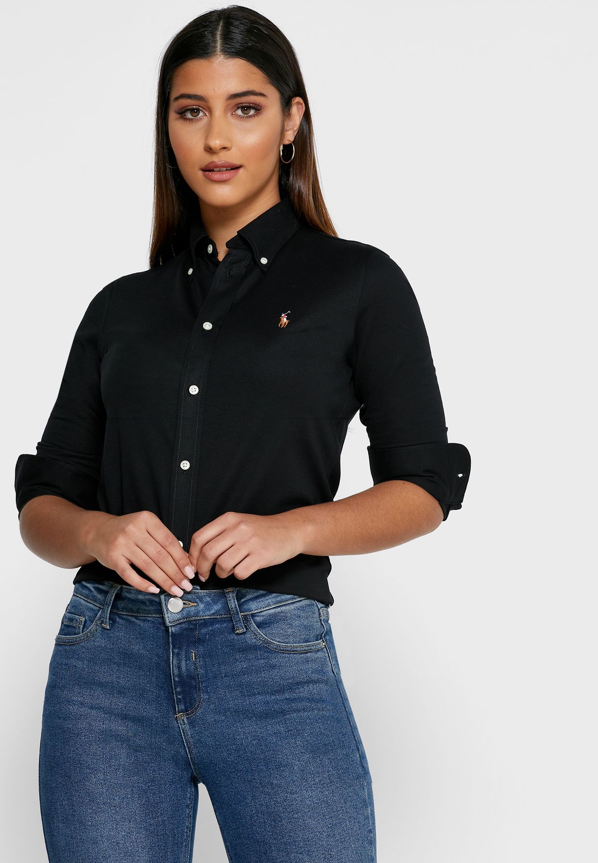 Buy Polo Ralph Lauren black Logo Button Down Shirt for Women in MENA,  Worldwide