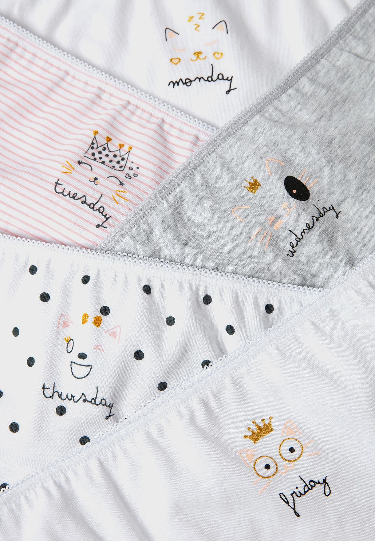 Kids 5 Pack Printed Briefs