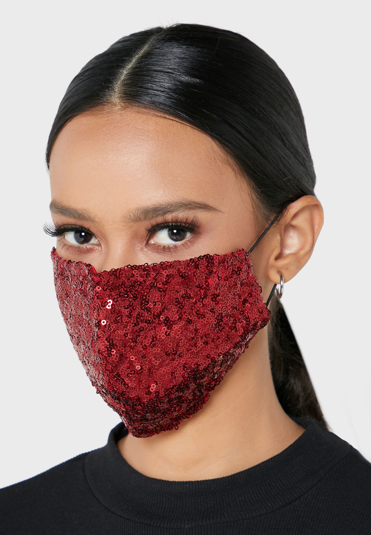 Buy Si Masks red Allover Small Sequins Mask for Women in Dubai, Abu Dhabi