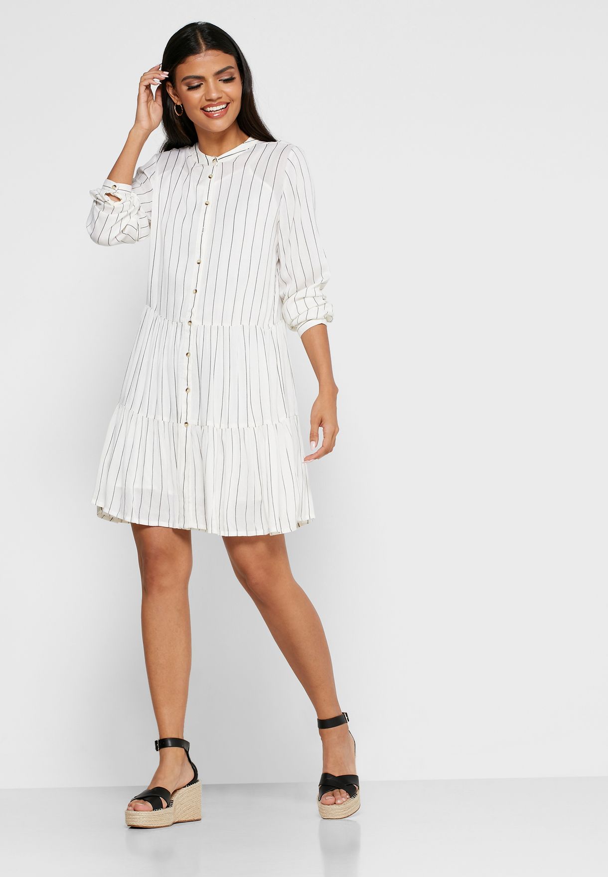 tiered shirt dress