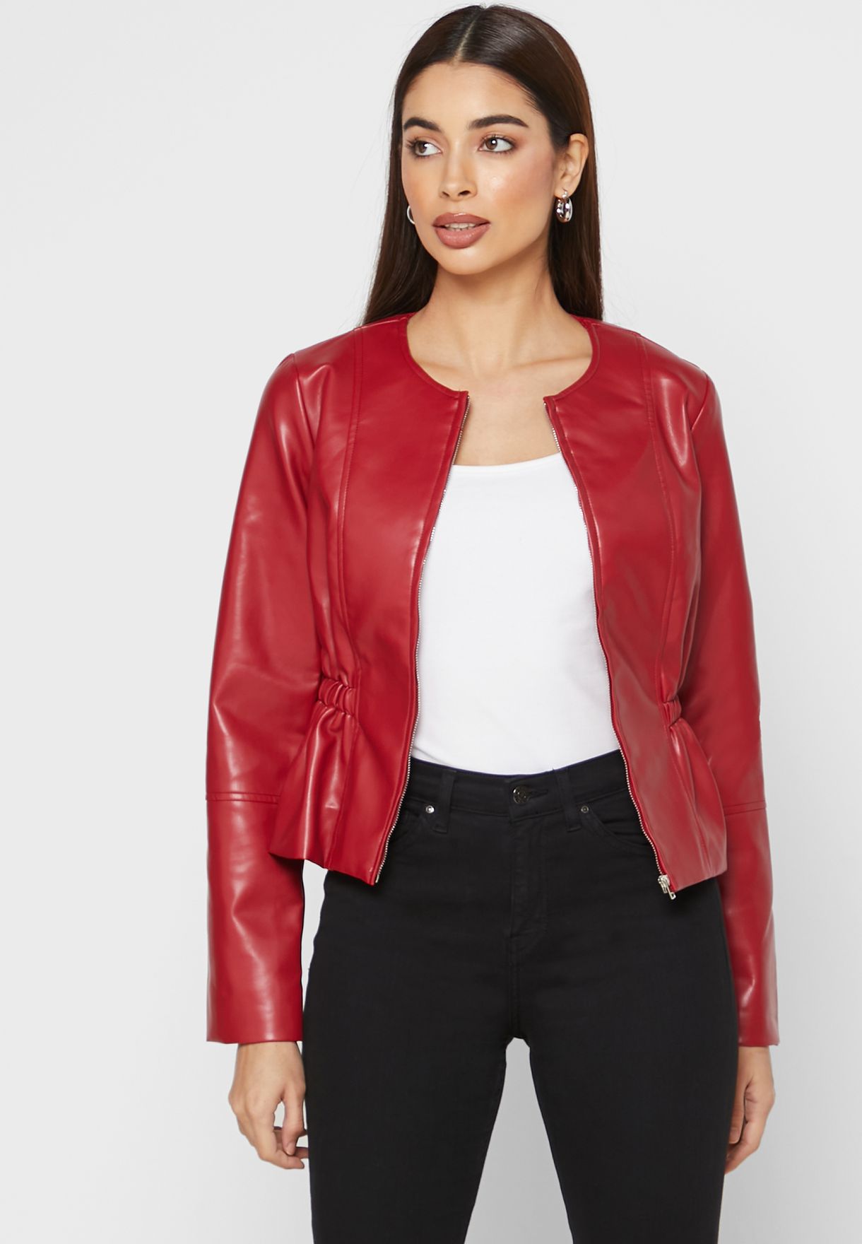 red pu jacket
